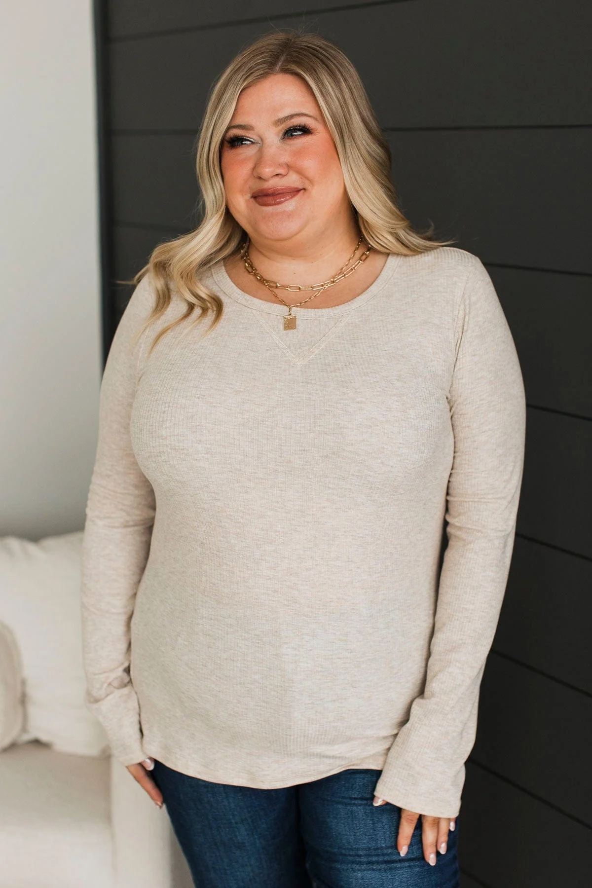 Love You Forever Knit Top- Oatmeal - Image 3