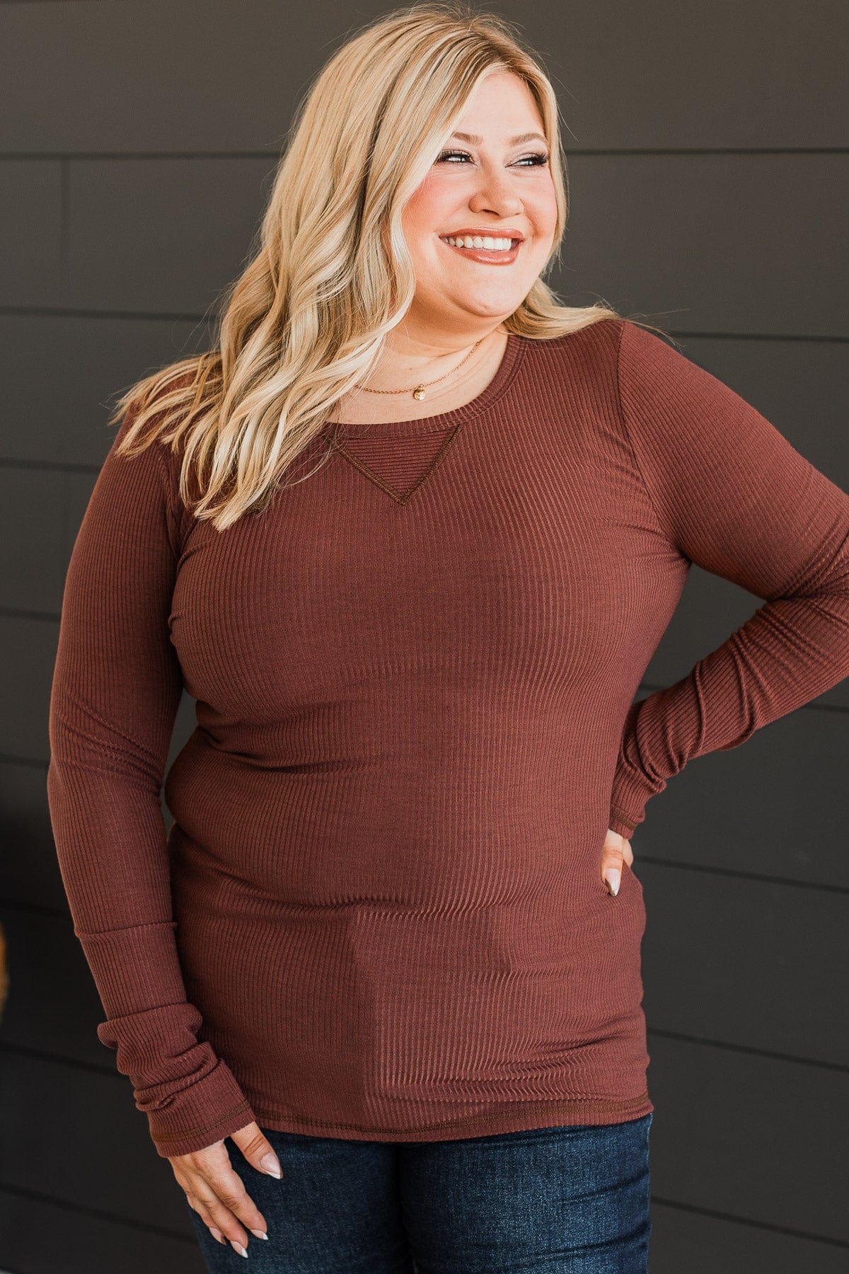 Love You Forever Knit Top- Reddish Brown - Image 3