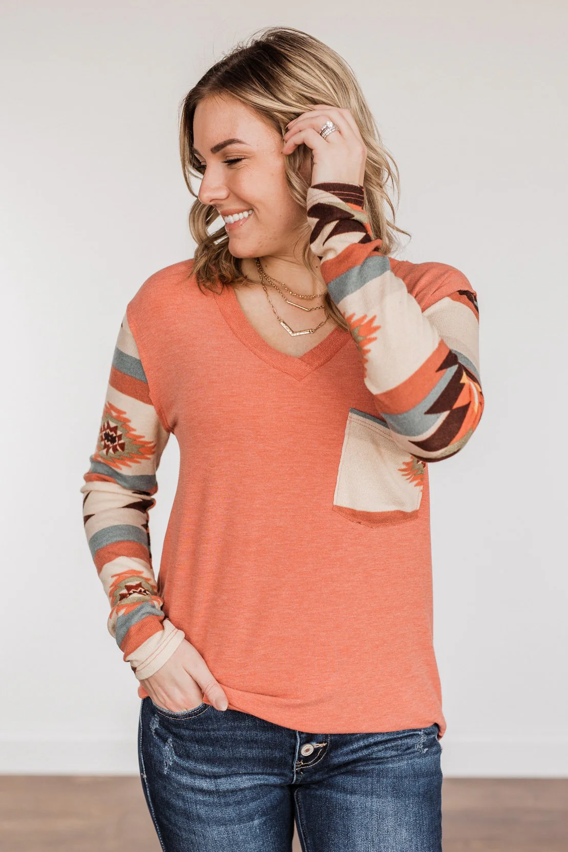 Love You More Aztec Top- Mauve - Image 8