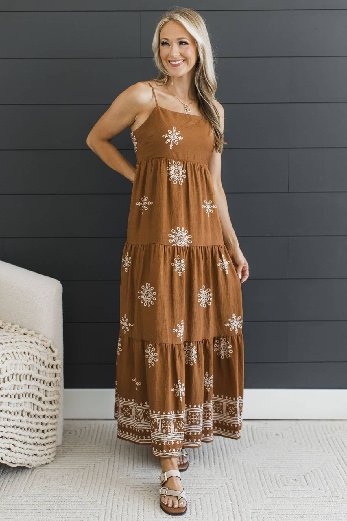 Love You To The Moon Maxi Dress- Orange Rust - Image 3