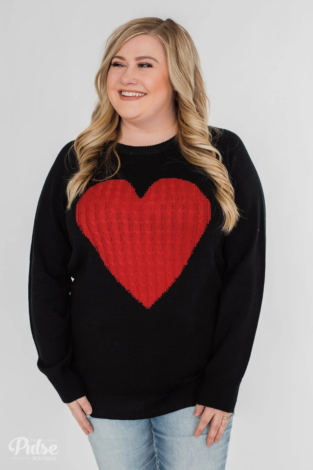 Love Your Life Knitted Heart Sweater - Black - Image 12