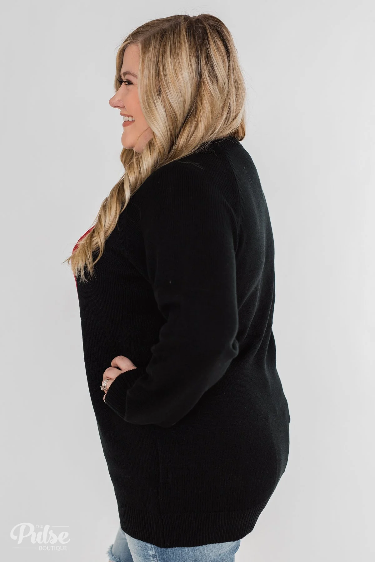 Love Your Life Knitted Heart Sweater - Black - Image 13