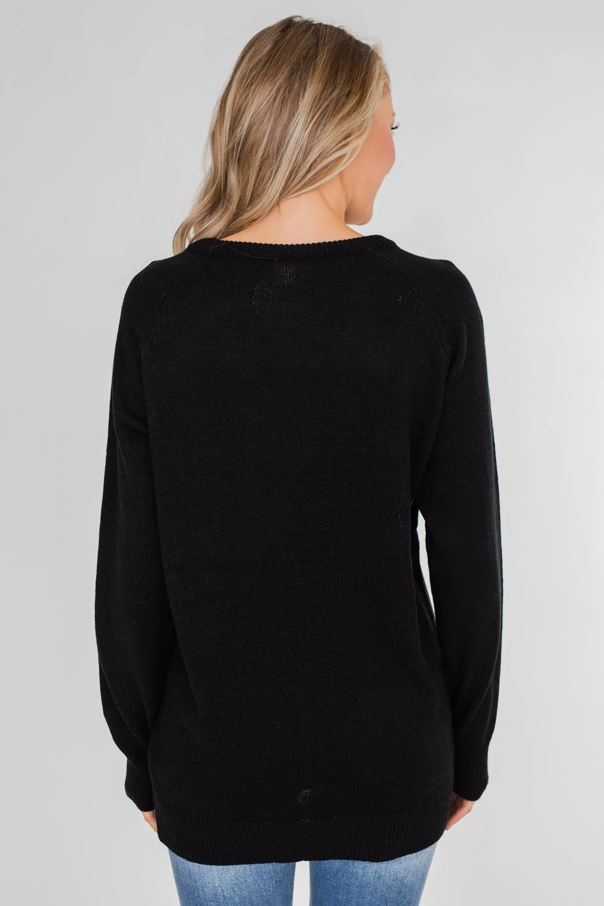Love Your Life Knitted Heart Sweater - Black - Image 9