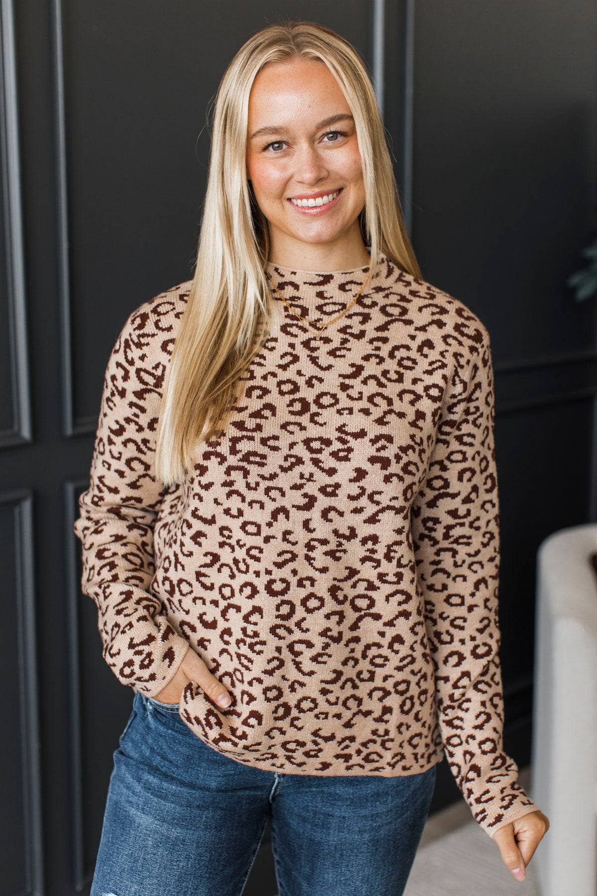 Love Yourself More Knit Sweater- Leopard - Image 4