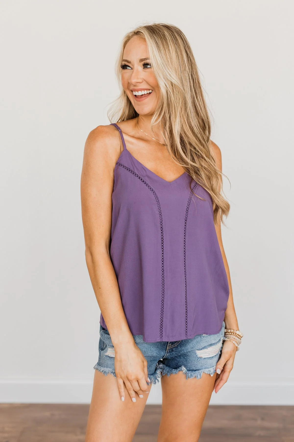 Love Yourself V-Neck Tank Top- Grape - Image 3