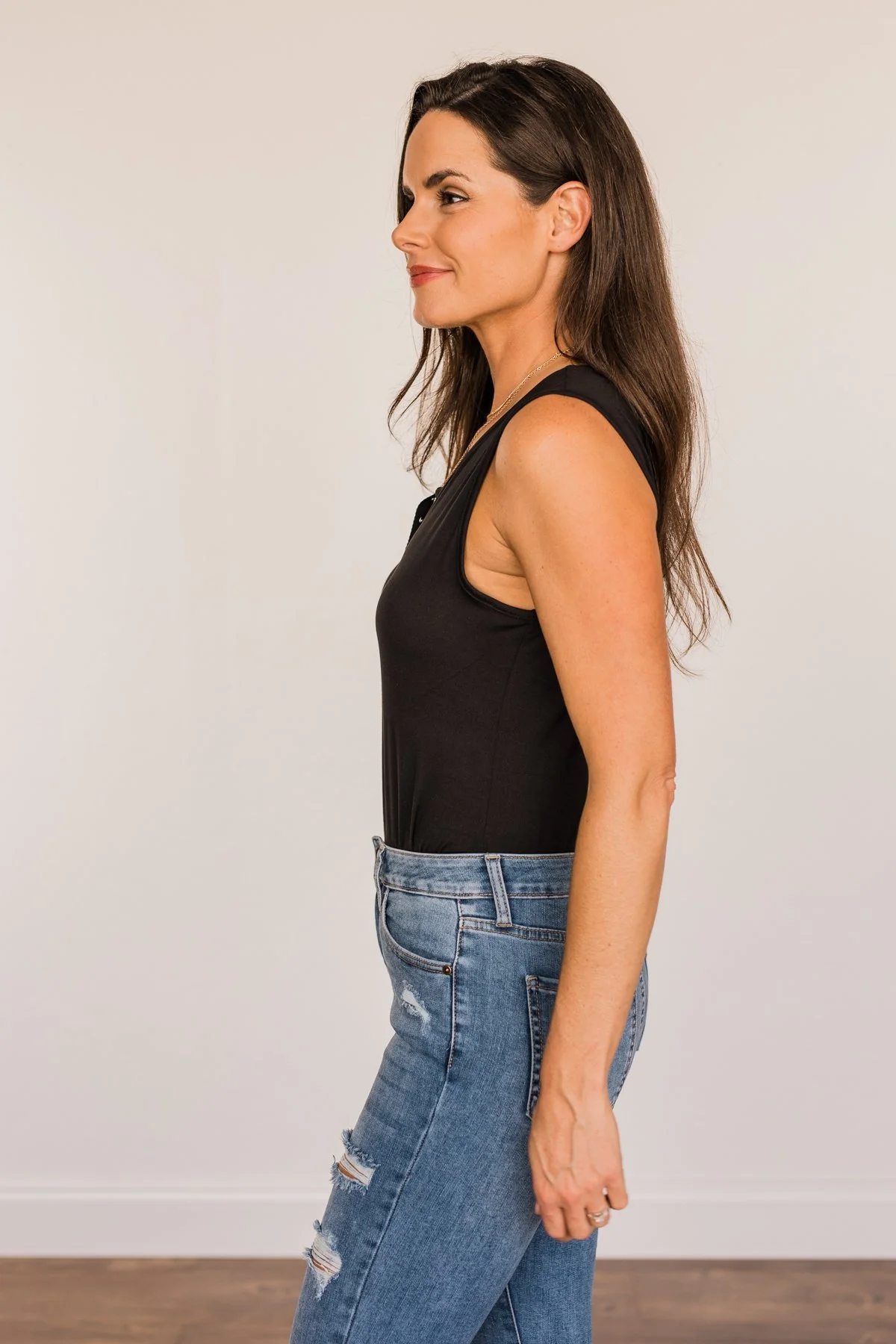 Loved By You Button Henley Bodysuit- Black - Image 10