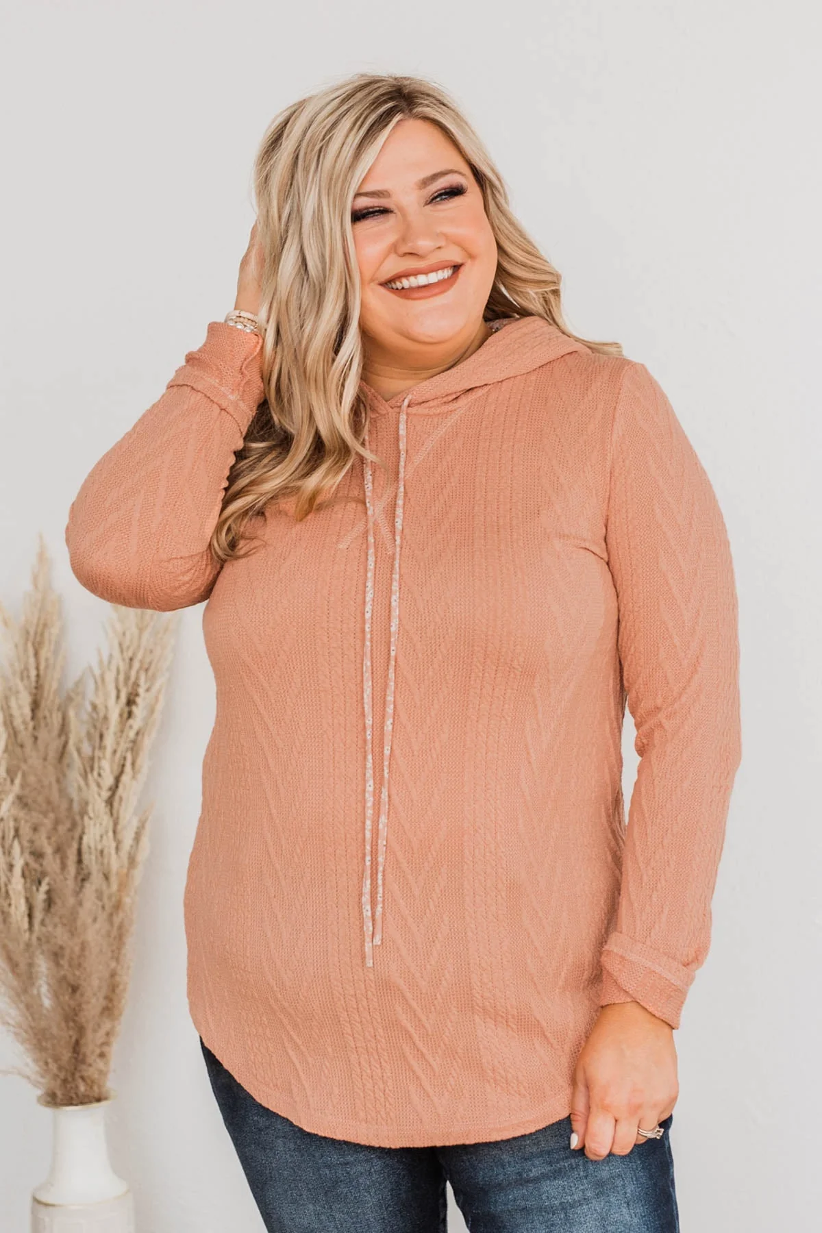 Loved Endlessly Knit Hoodie- Dusty Coral - Image 2