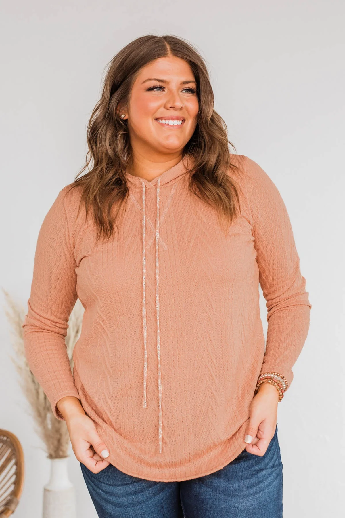 Loved Endlessly Knit Hoodie- Dusty Coral - Image 3