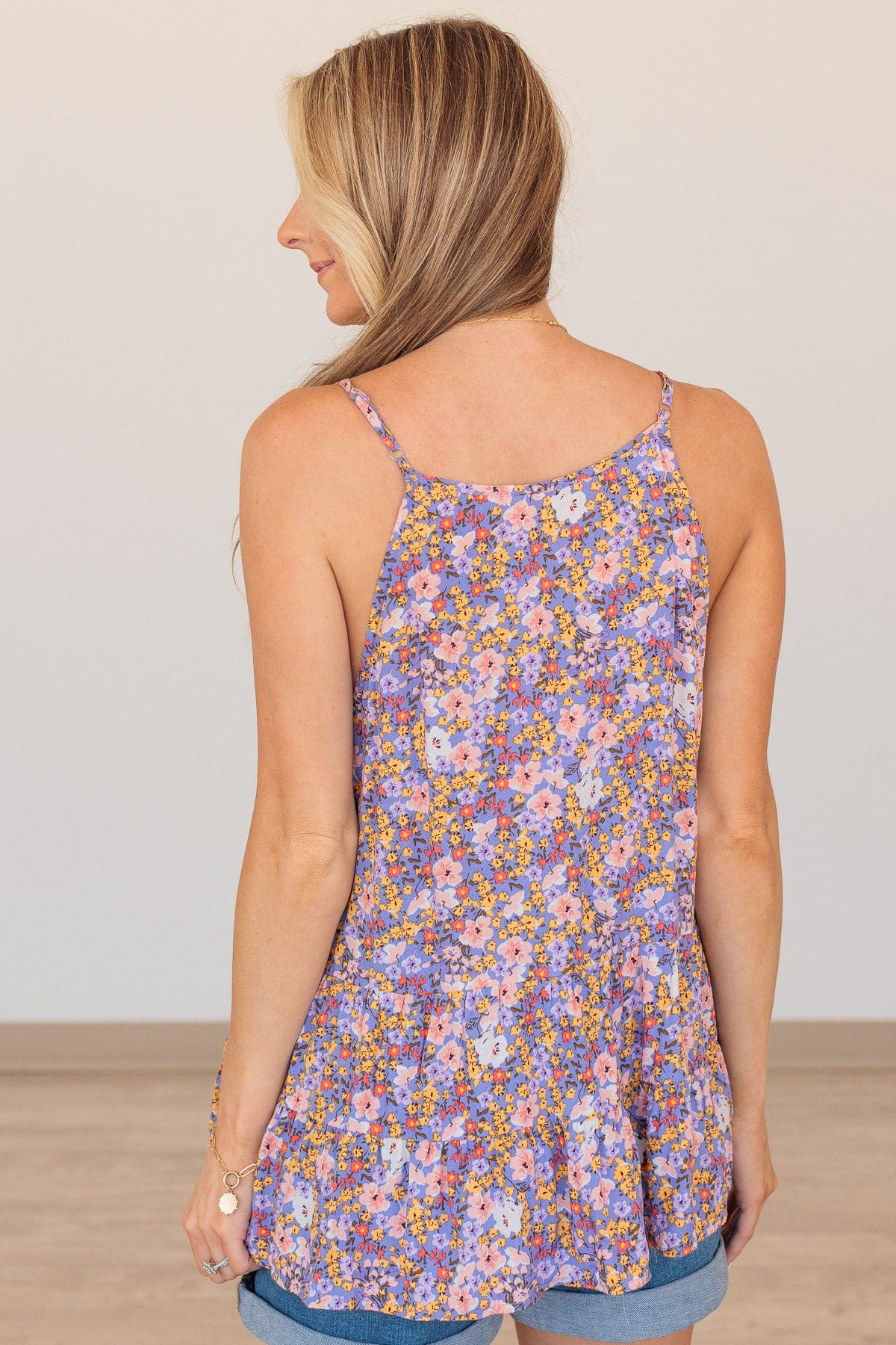 Loveliest Leaves Floral Tank- Dark Periwinkle - Image 9