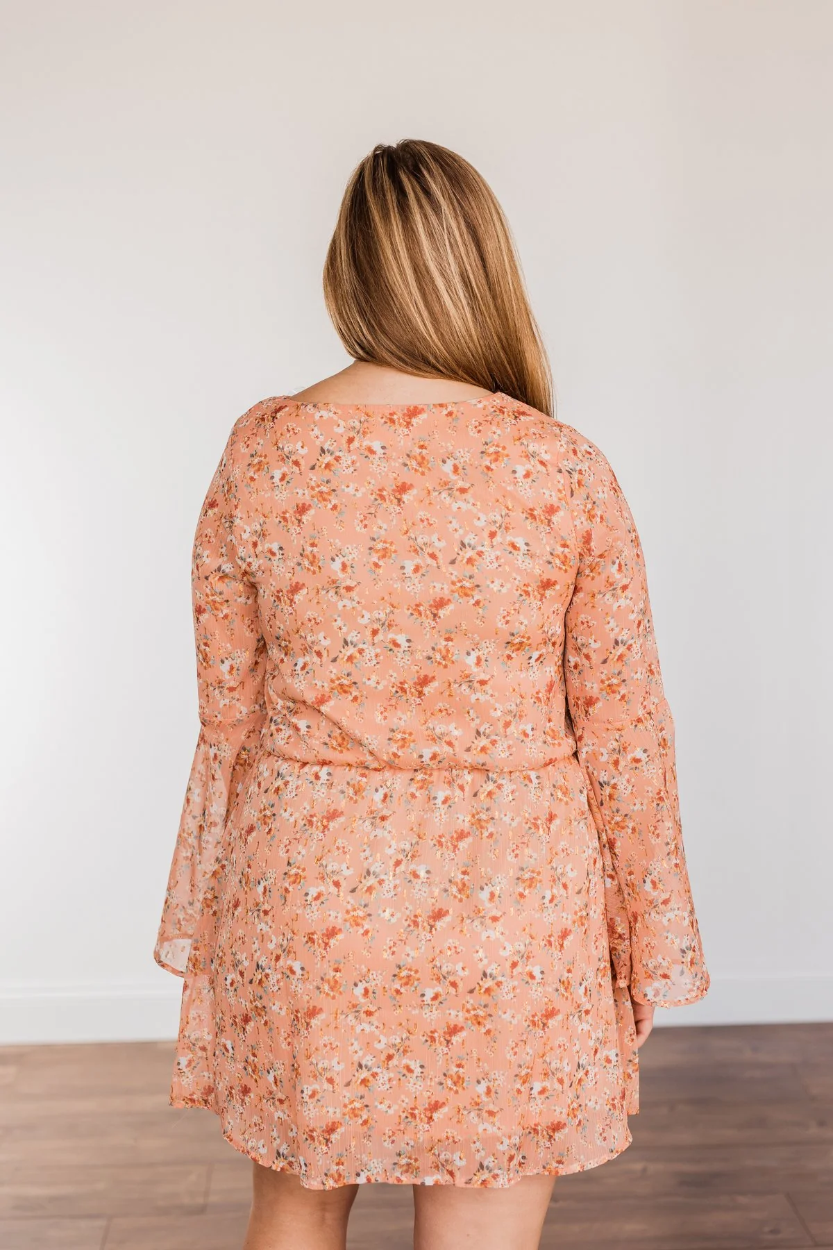 Loveliest Smiles Long Sleeve Dress- Peach - Image 9