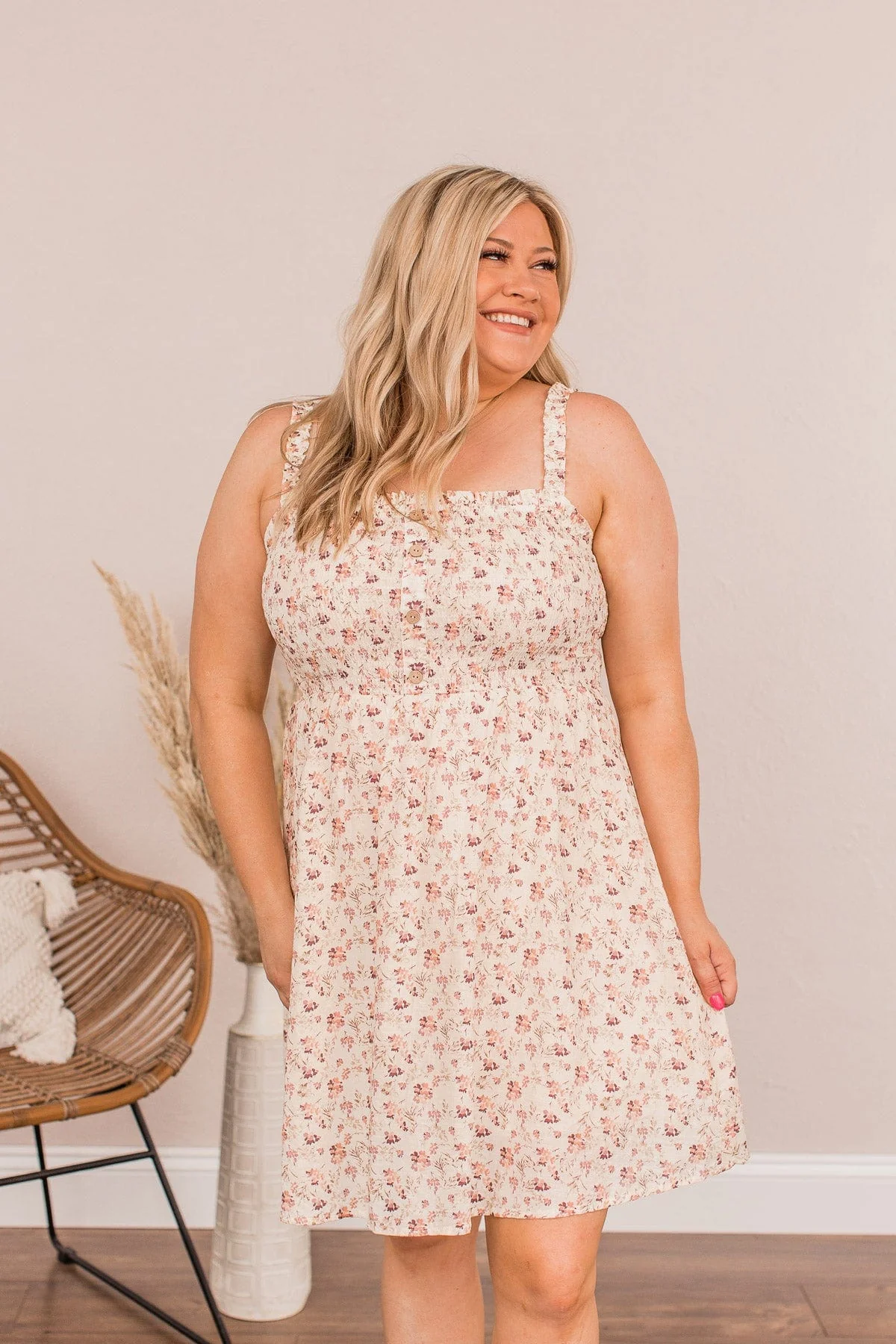 Lovely Bouquets Floral Dress- Cream - Image 5