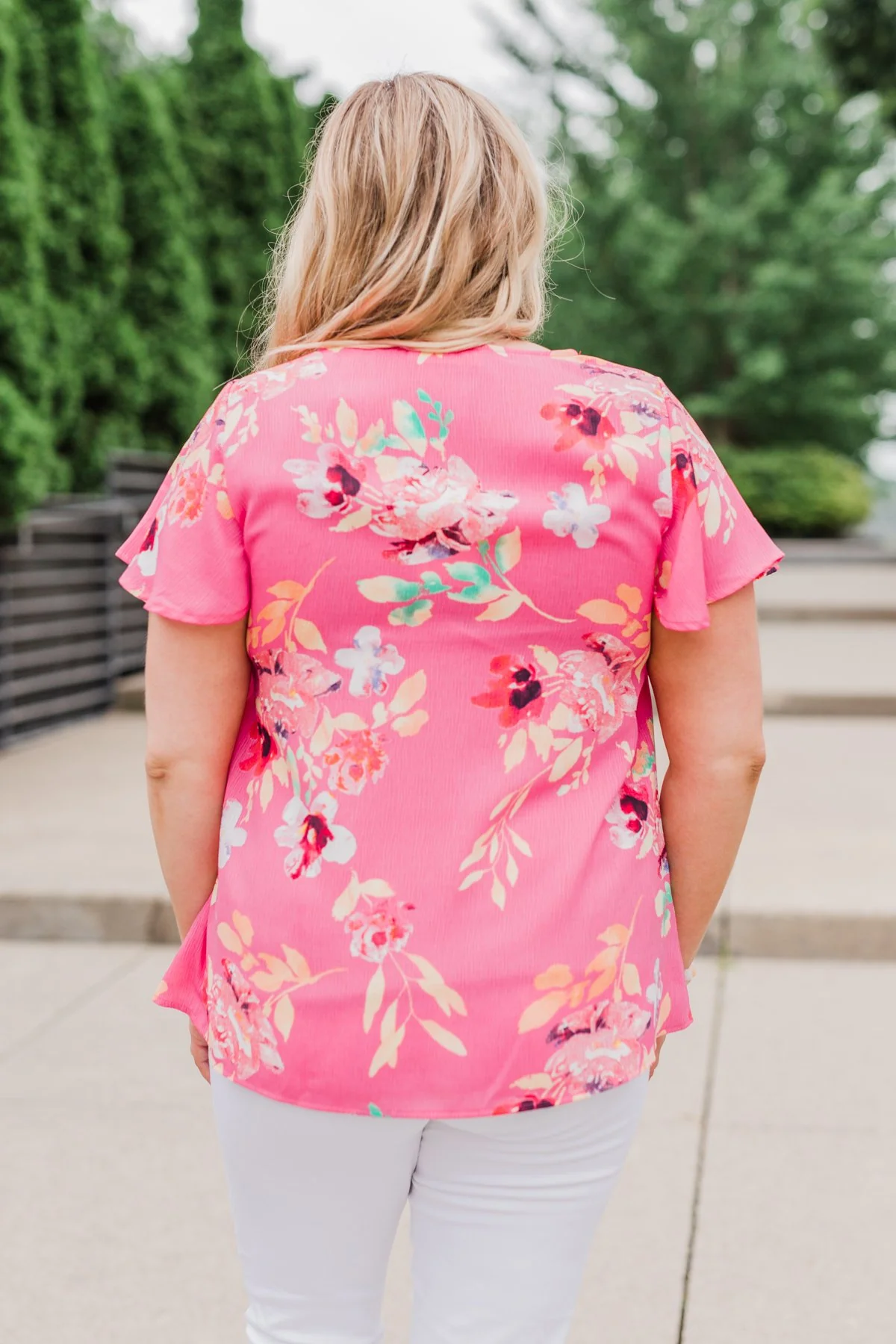 Lovely Lady Floral Short Sleeve Top- Pink - Image 14