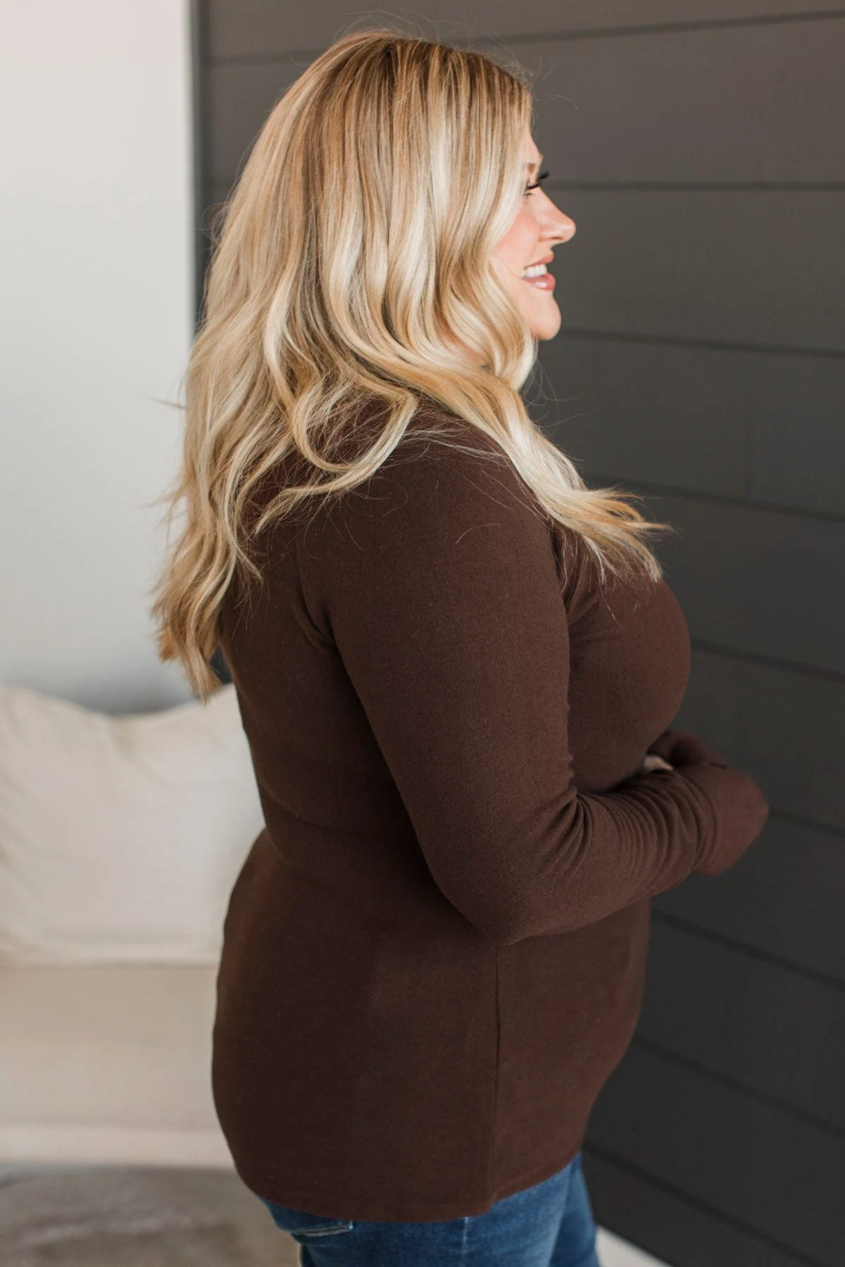 Lovely Sight Long Sleeve Top- Chocolate - Image 5