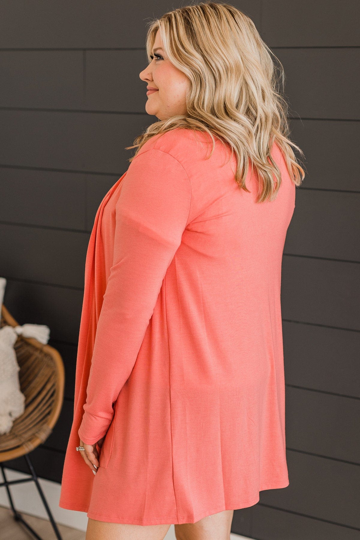Loving It All Knit Cardigan- Coral - Image 5