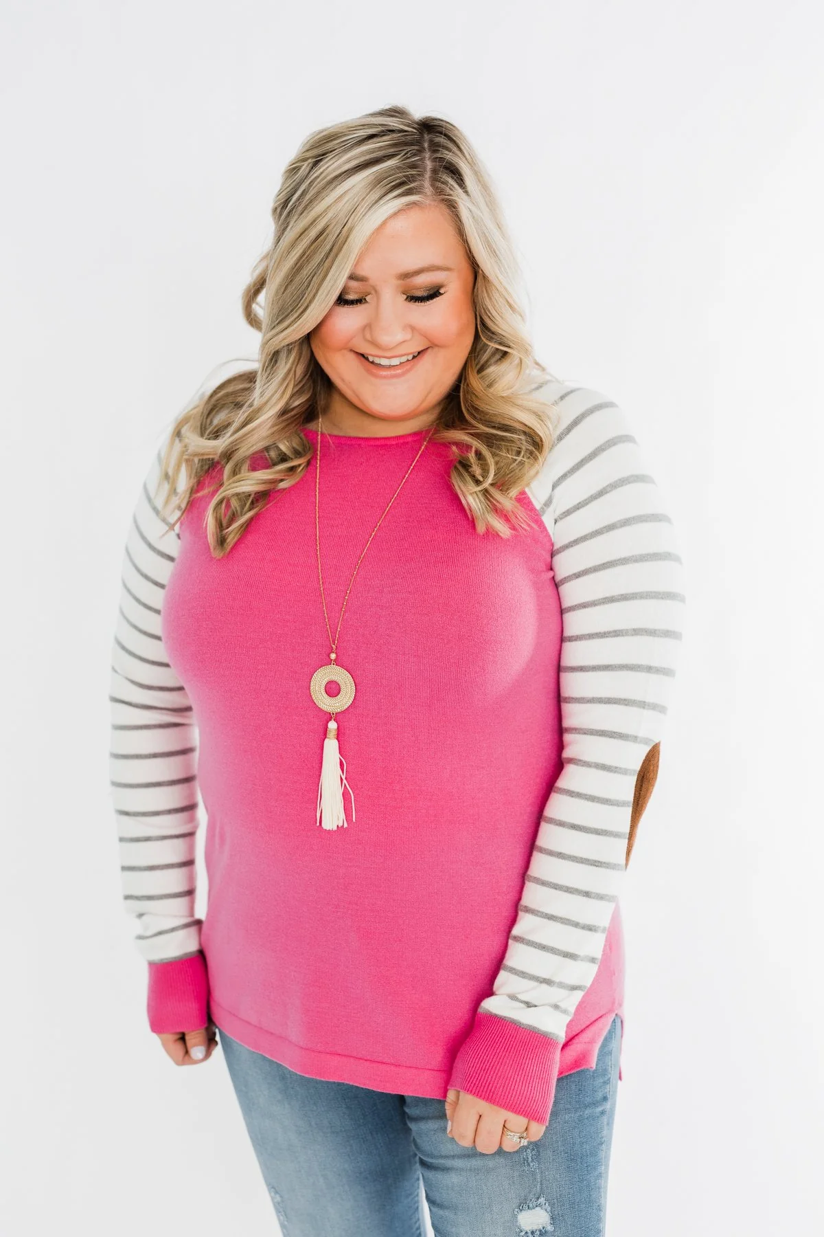 Loving Life Striped Sweater- Bubblegum Pink & Ivory - Image 18