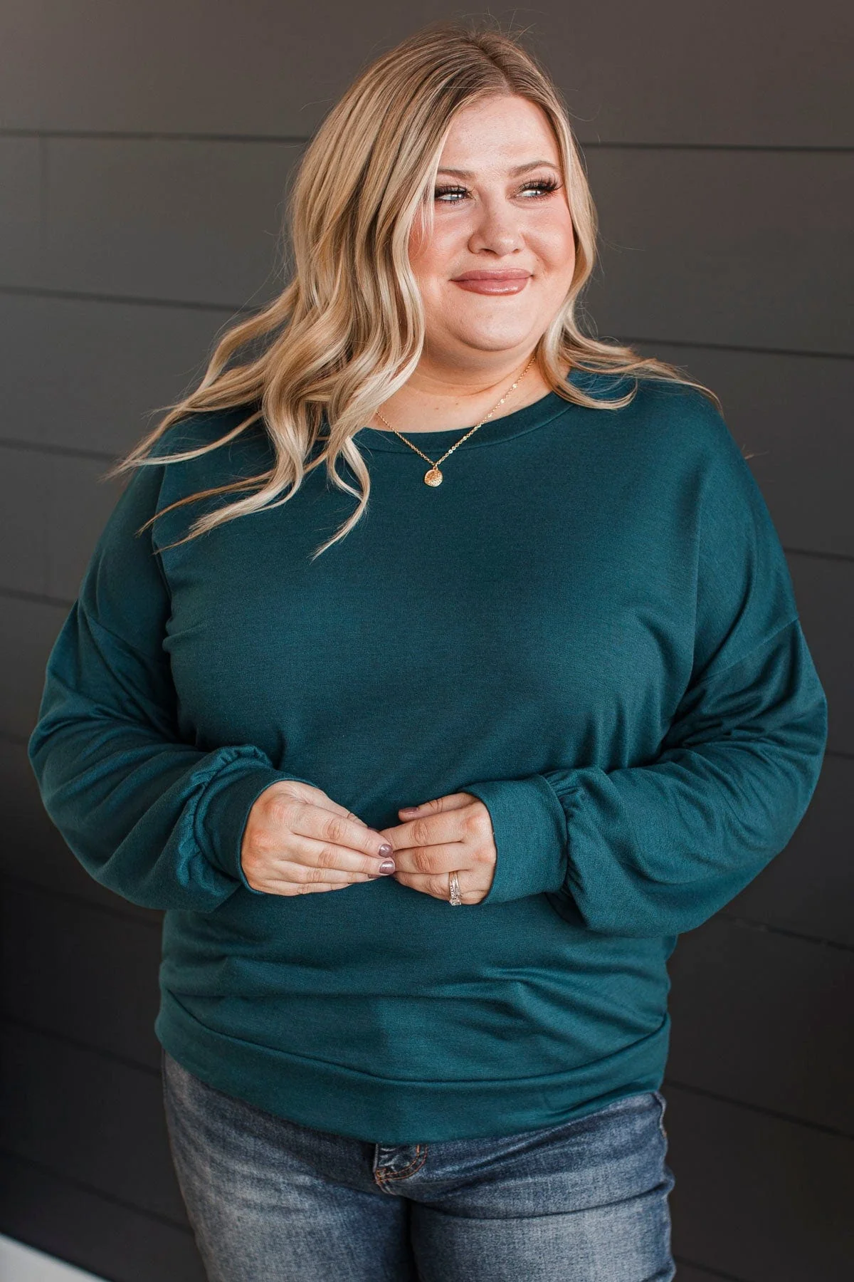 Loving Memories Knit Top- Dark Teal - Image 2