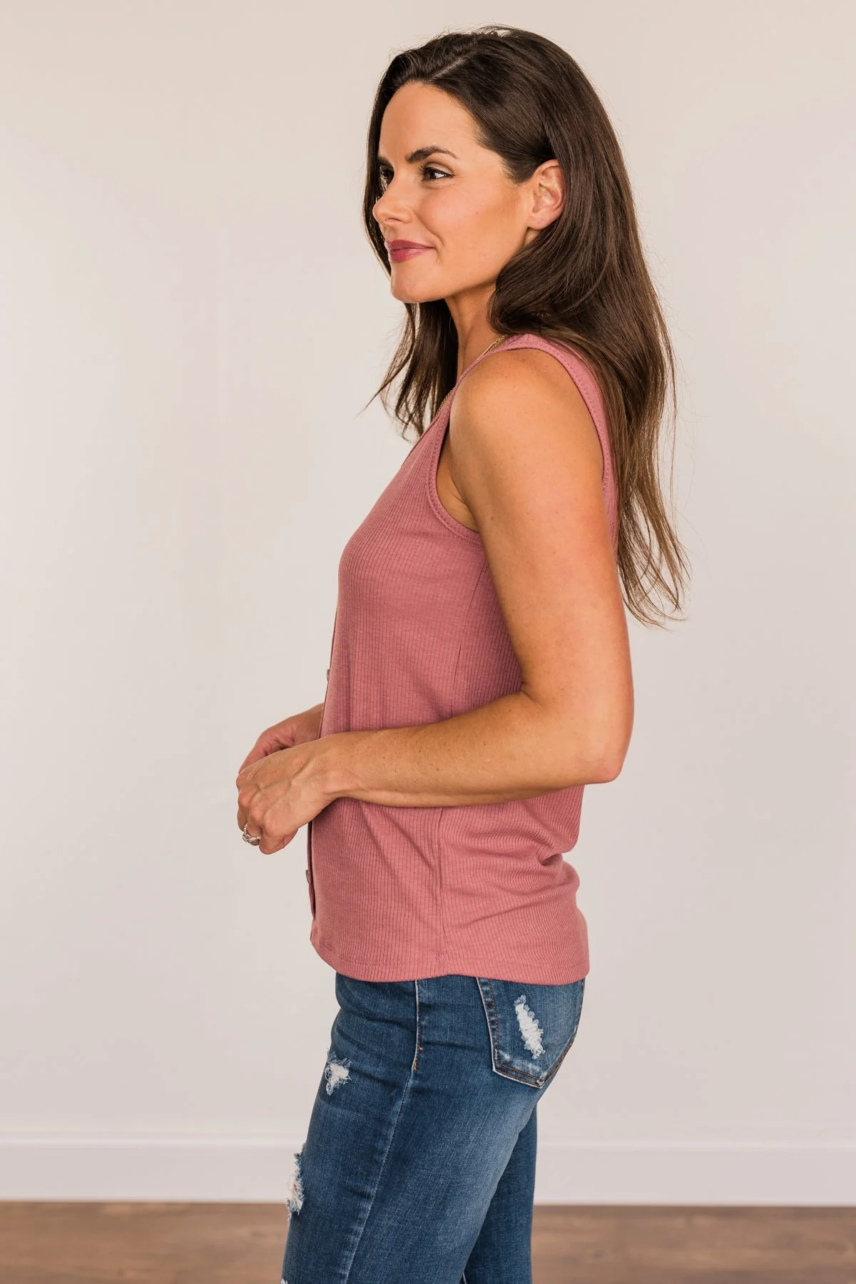 Loving Myself Ribbed Knit Tank Top- Dark Mauve - Image 11