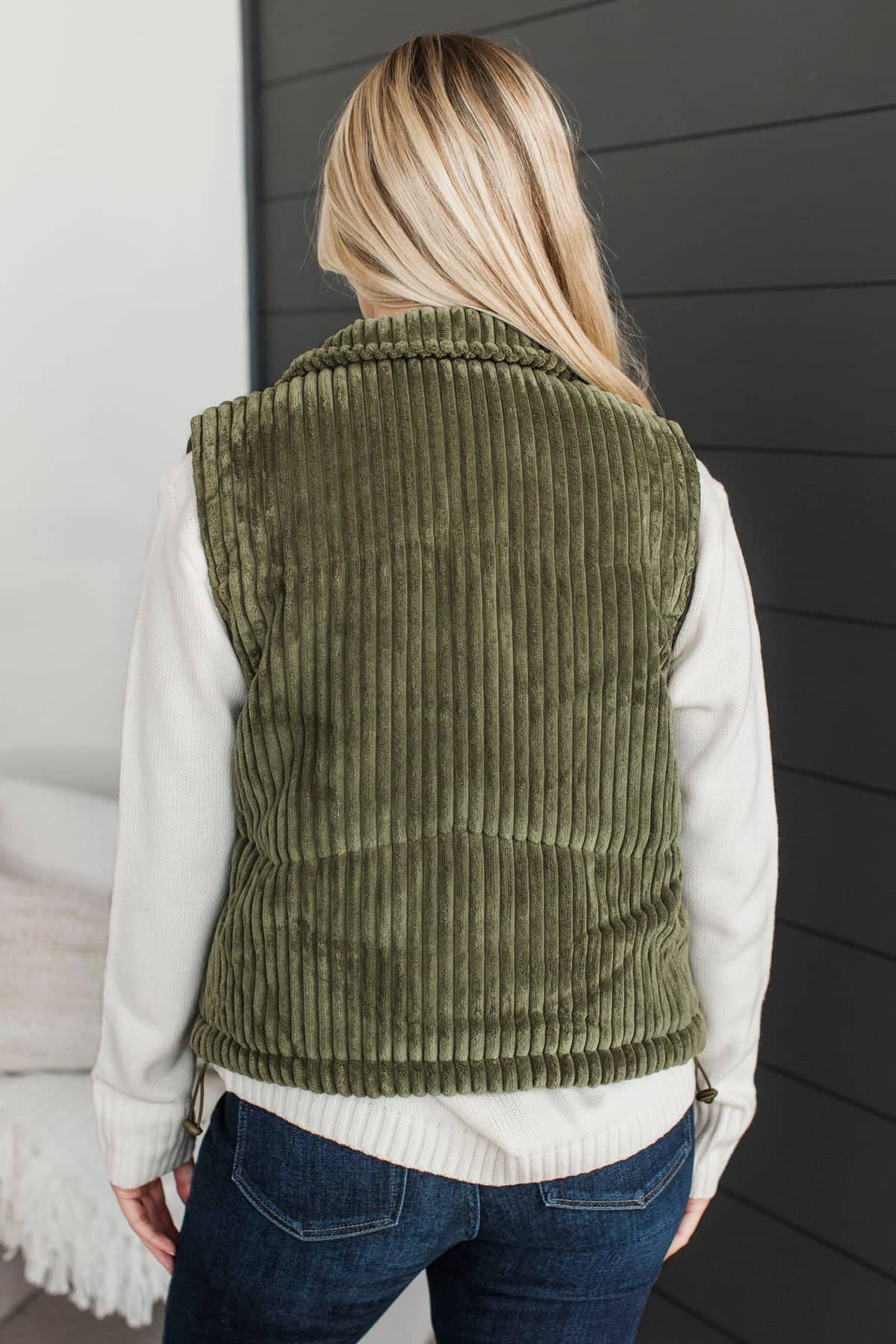 Lovingly Yours Ribbed Puffer Vest- Olive - Image 6