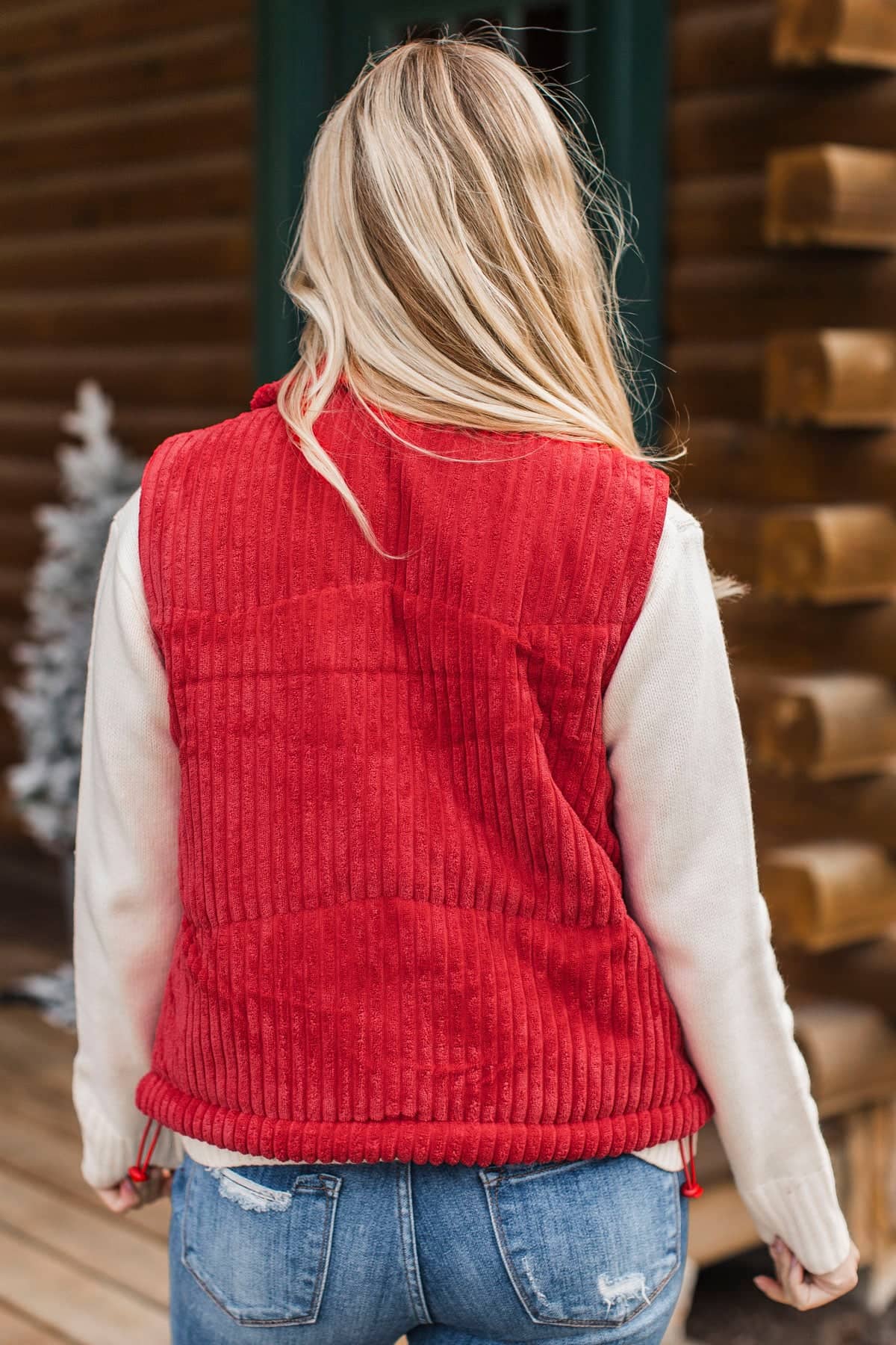 Lovingly Yours Ribbed Puffer Vest- Red - Image 12