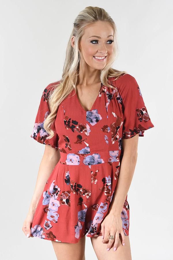 LovPosh Red Floral Romper