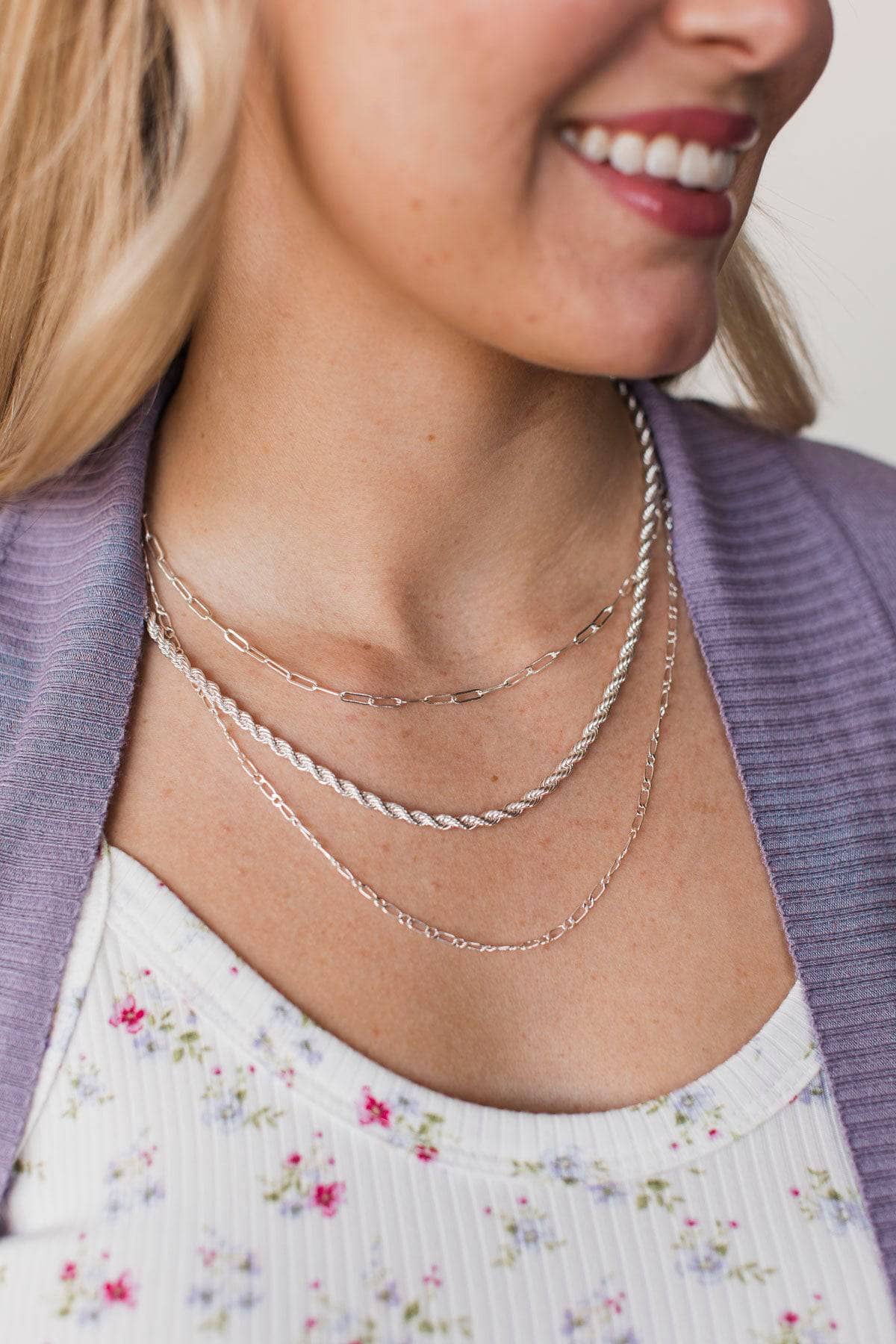Luxurious Layered Chain Necklace- Silver