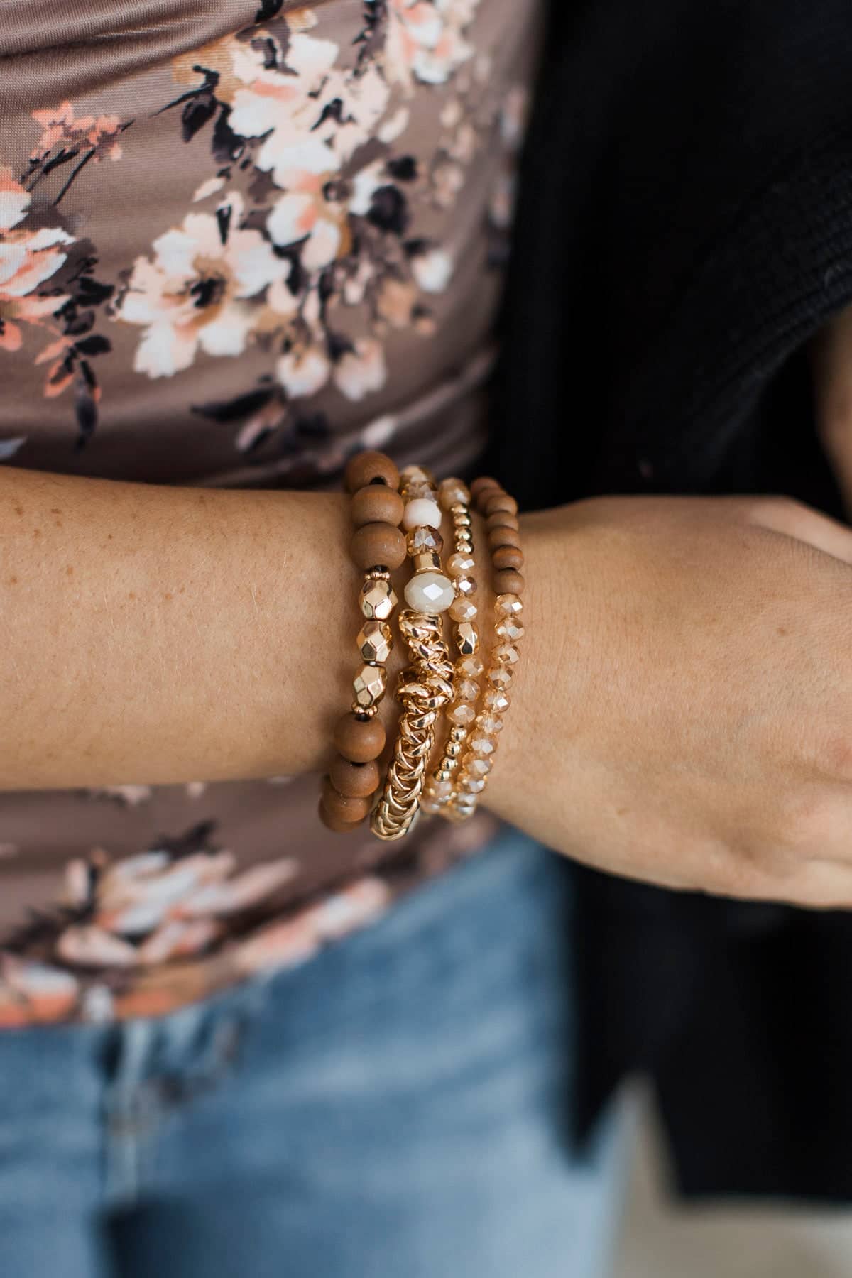 Luxurious Memories Beaded Bracelet Set- Brown