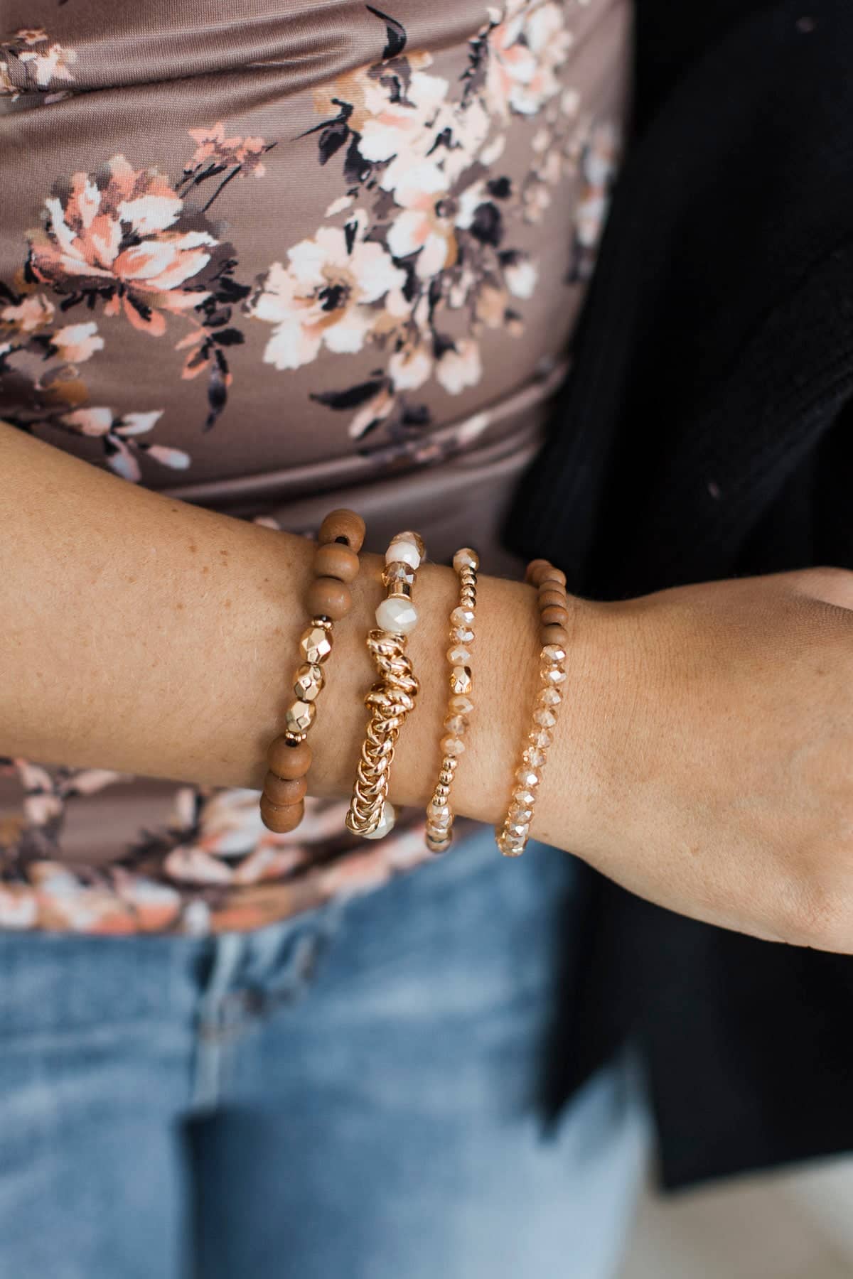 Luxurious Memories Beaded Bracelet Set- Brown - Image 2