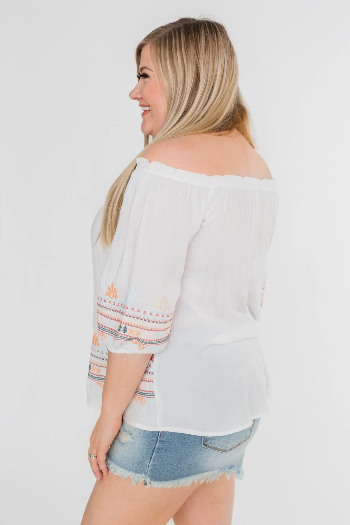 Lyric to My Heart Off The Shoulder Embroider Top- Ivory - Image 12