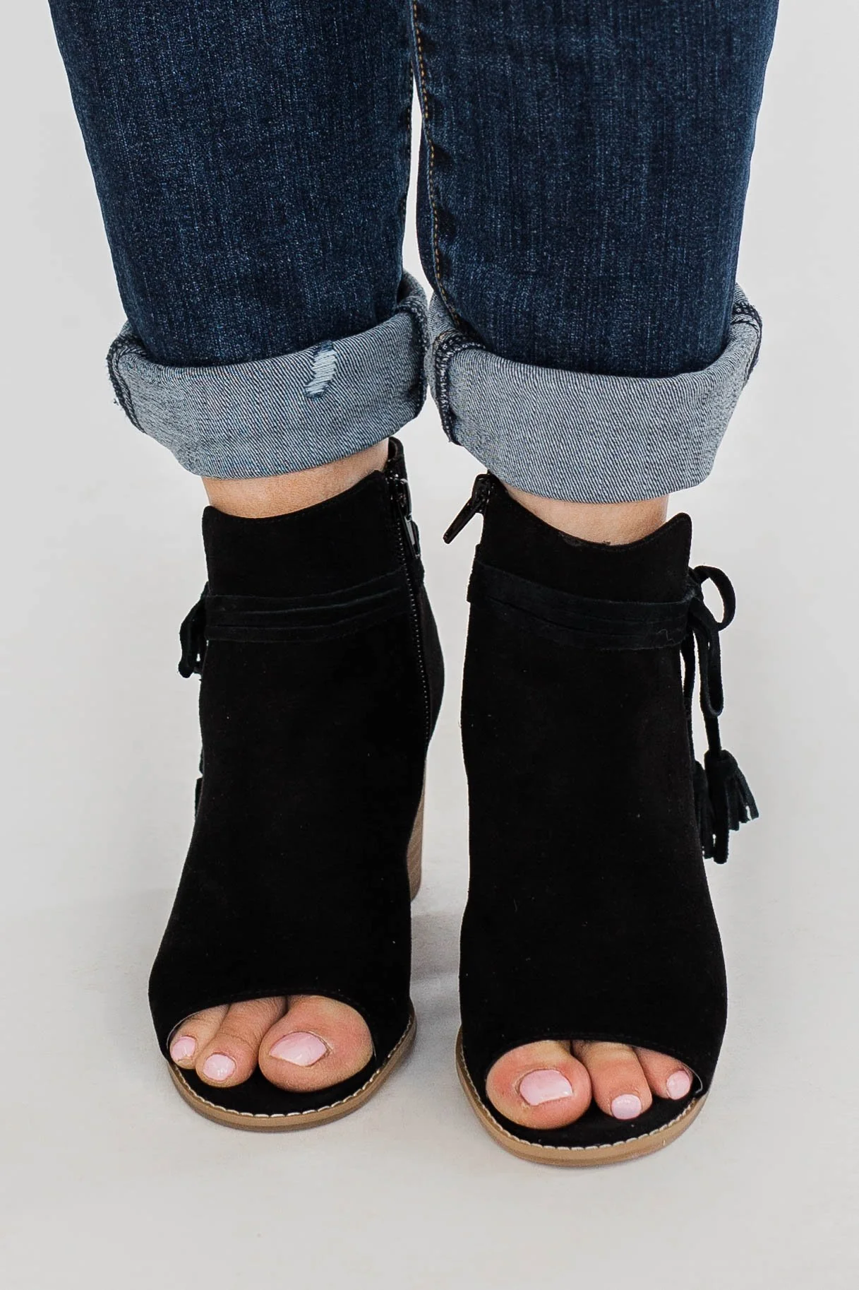 Ma-Alana Open Toe Booties- Black - Image 4