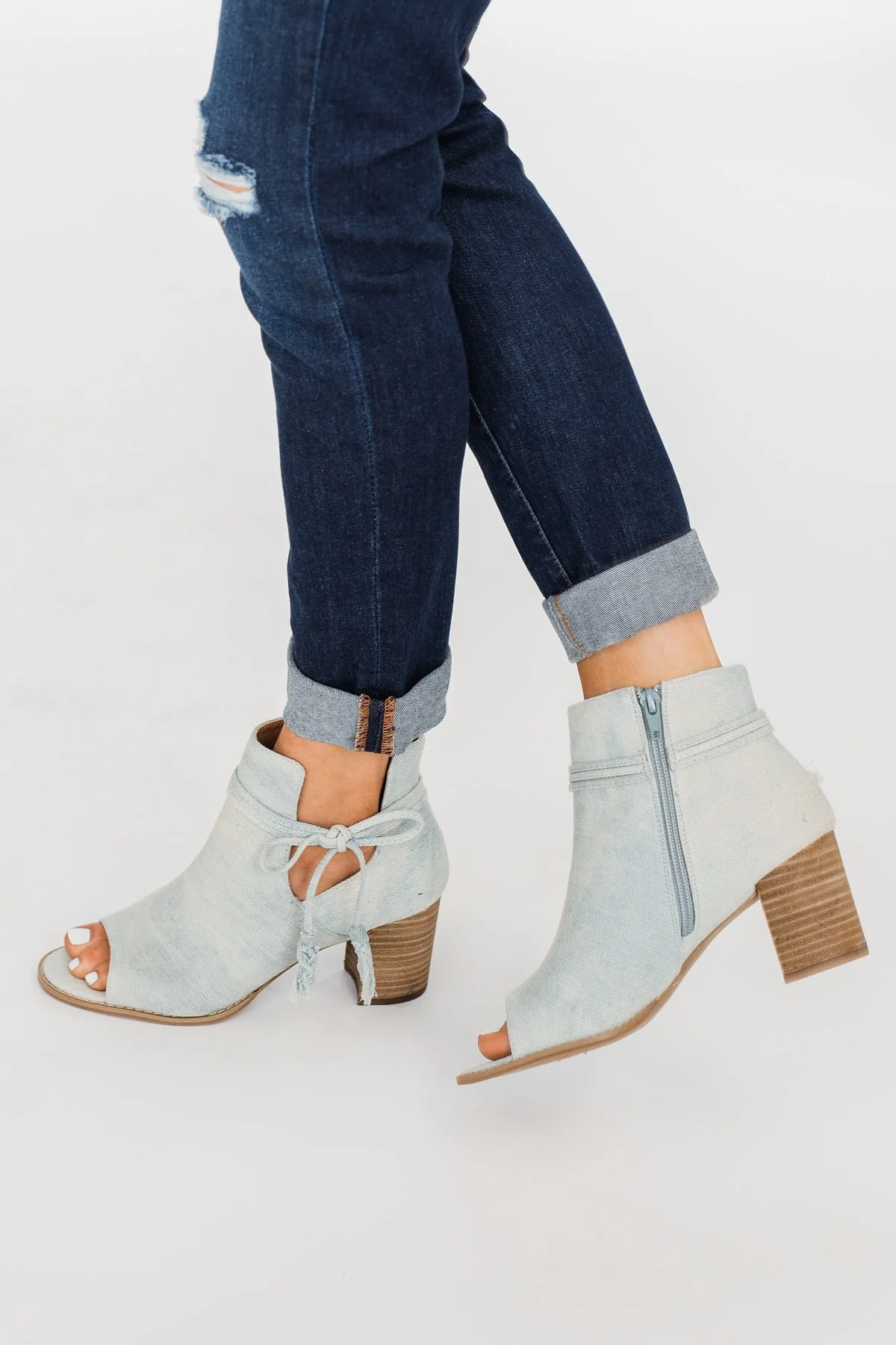Ma-Alana Open Toe Booties- Tie Dye Denim - Image 2