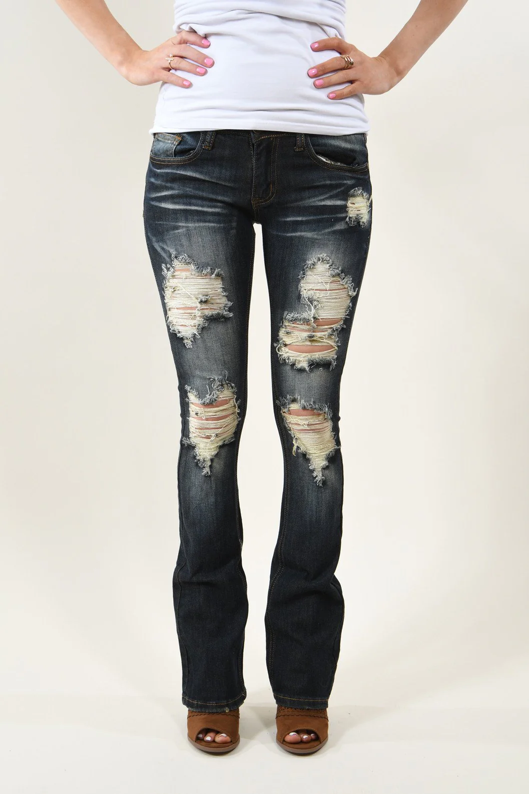 Machine Jeans - Dark Distressed Jeans - Image 2