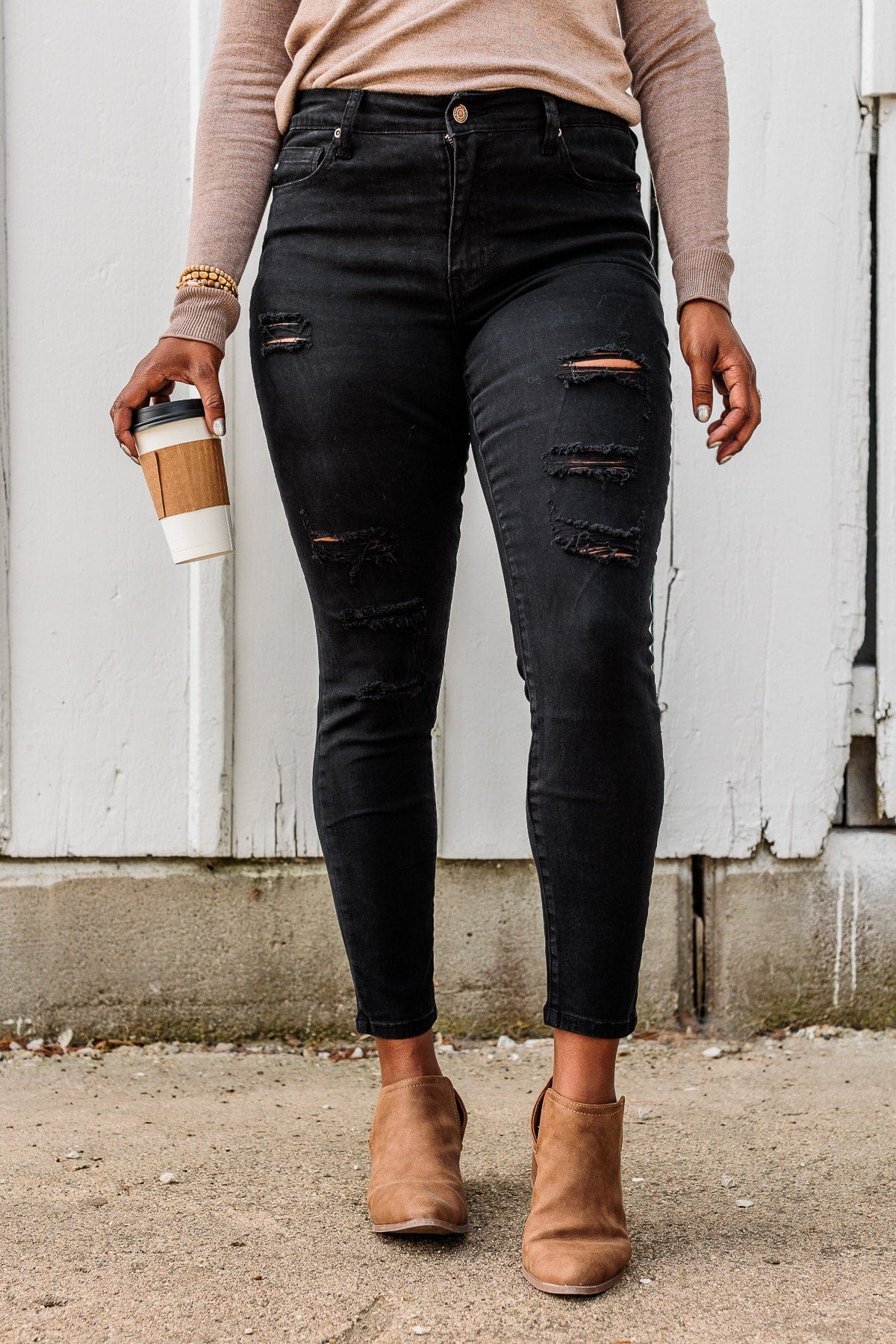 Mack & Mal Distressed Skinny Jeans- Ariana Wash - Image 2