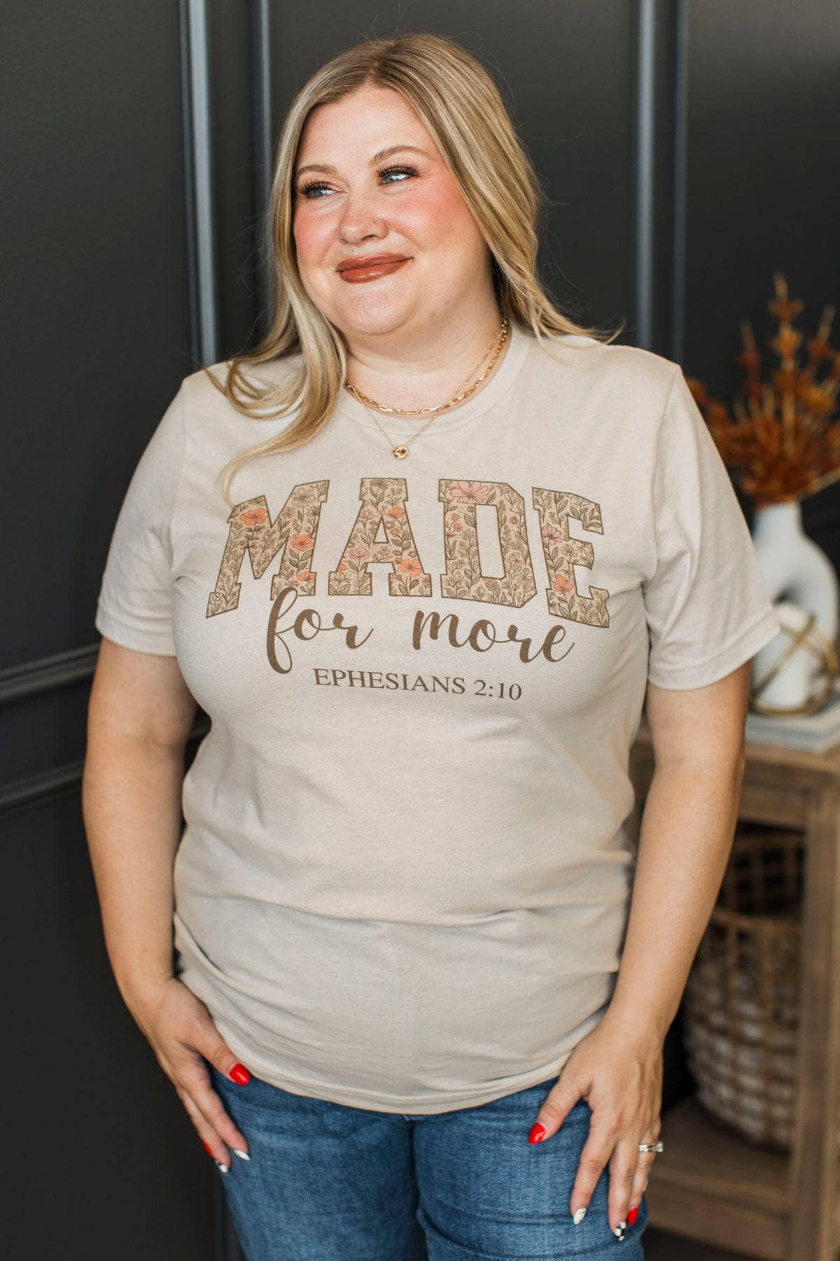 "Made For More" Graphic Tee- Light Taupe