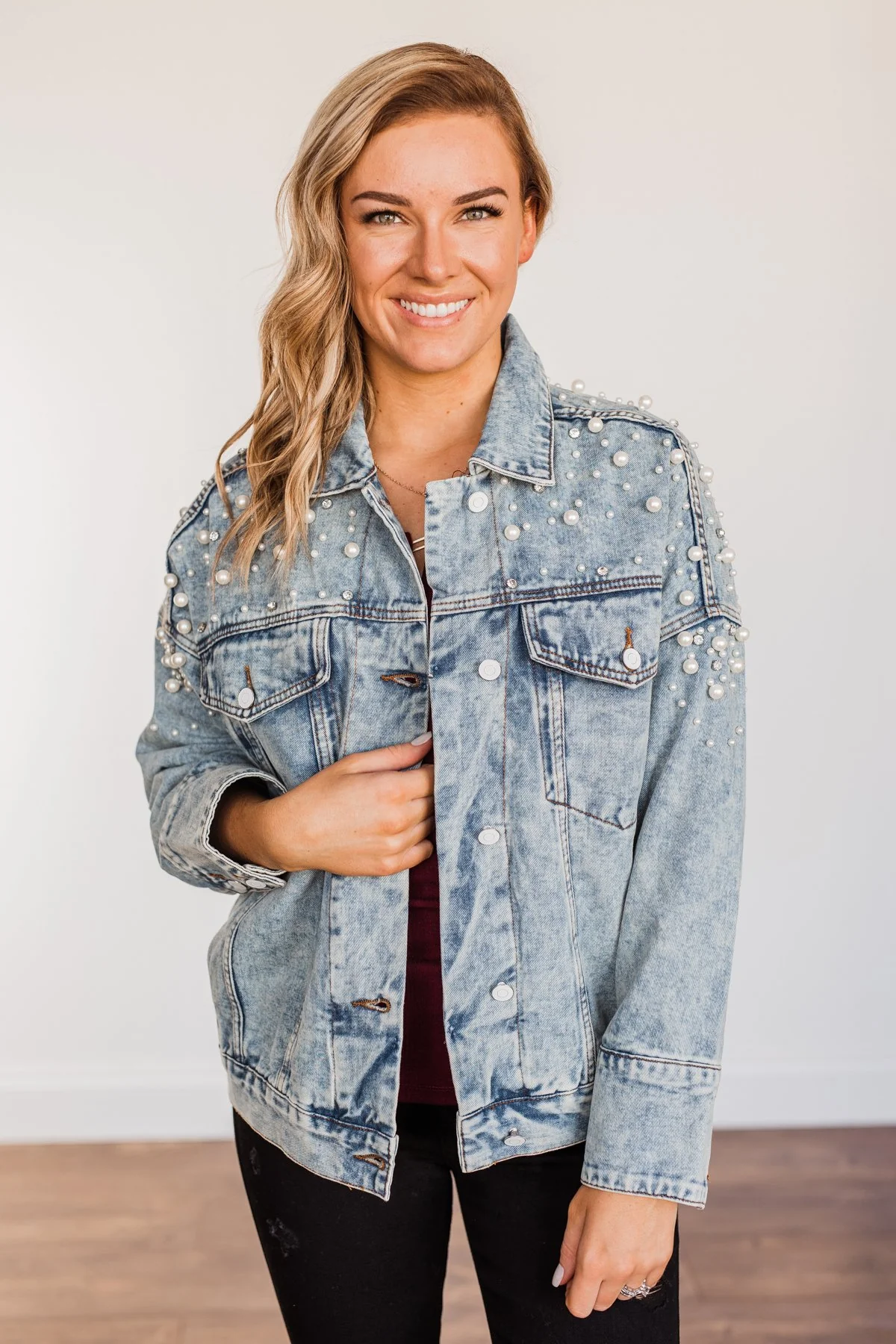 Made For The Spotlight Embellished Jean Jacket- Light Wash
