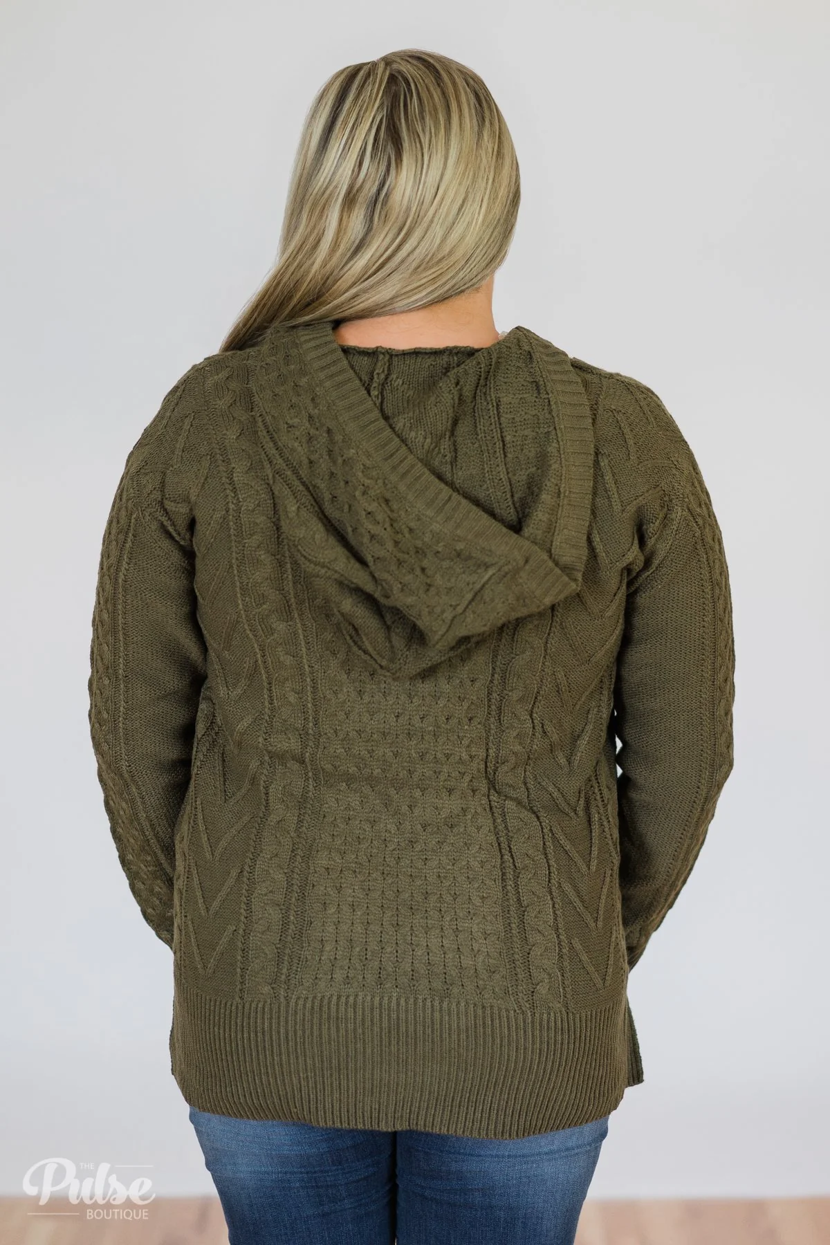 Stay Awhile Lace Up Hooded Sweater- Forest - Image 13