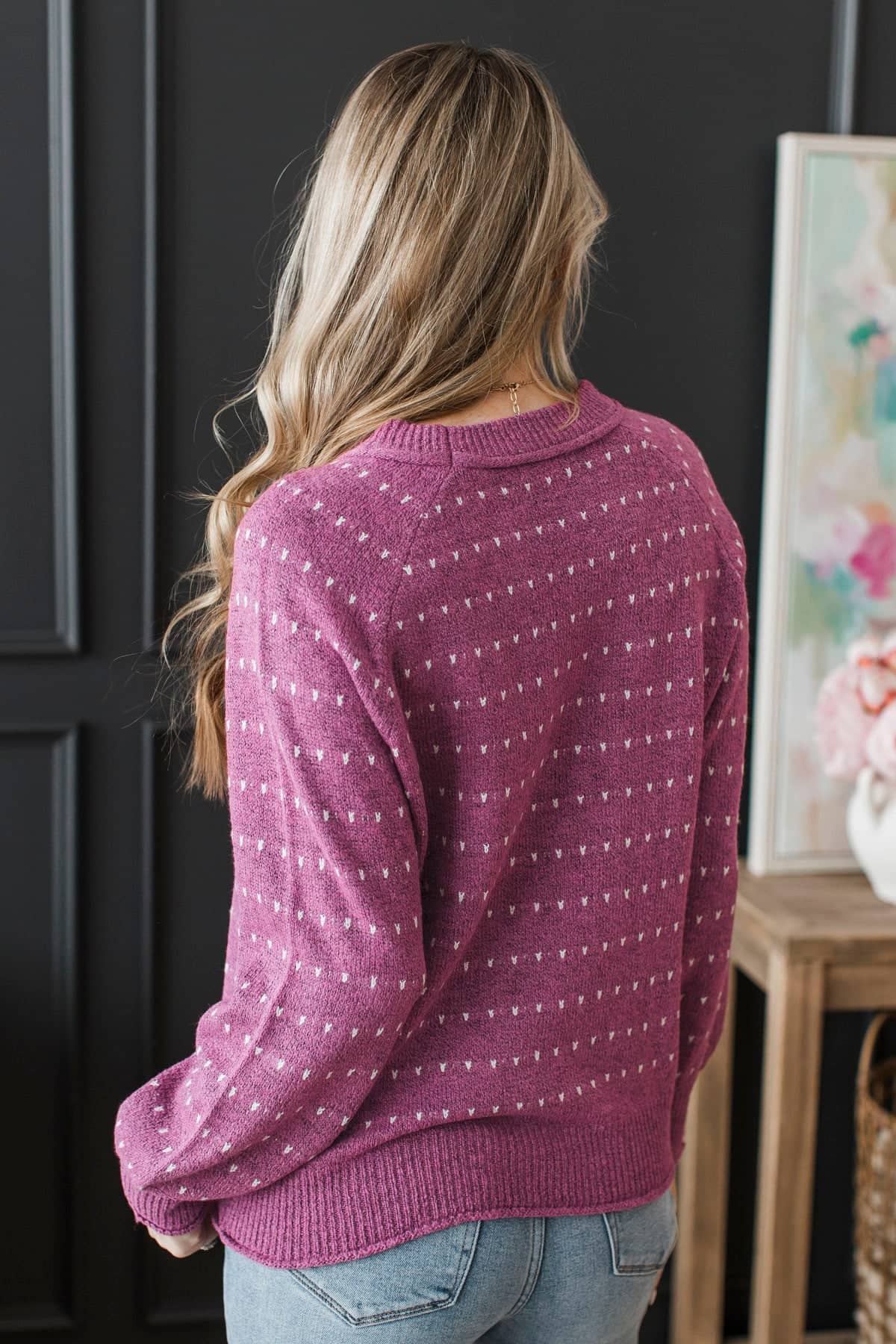 Made My Mark Striped Knit Sweater- Magenta - Image 9