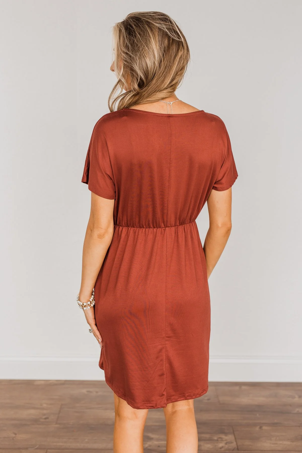 Made Of Magic V-Neck Dress- Deep Rust - Image 10
