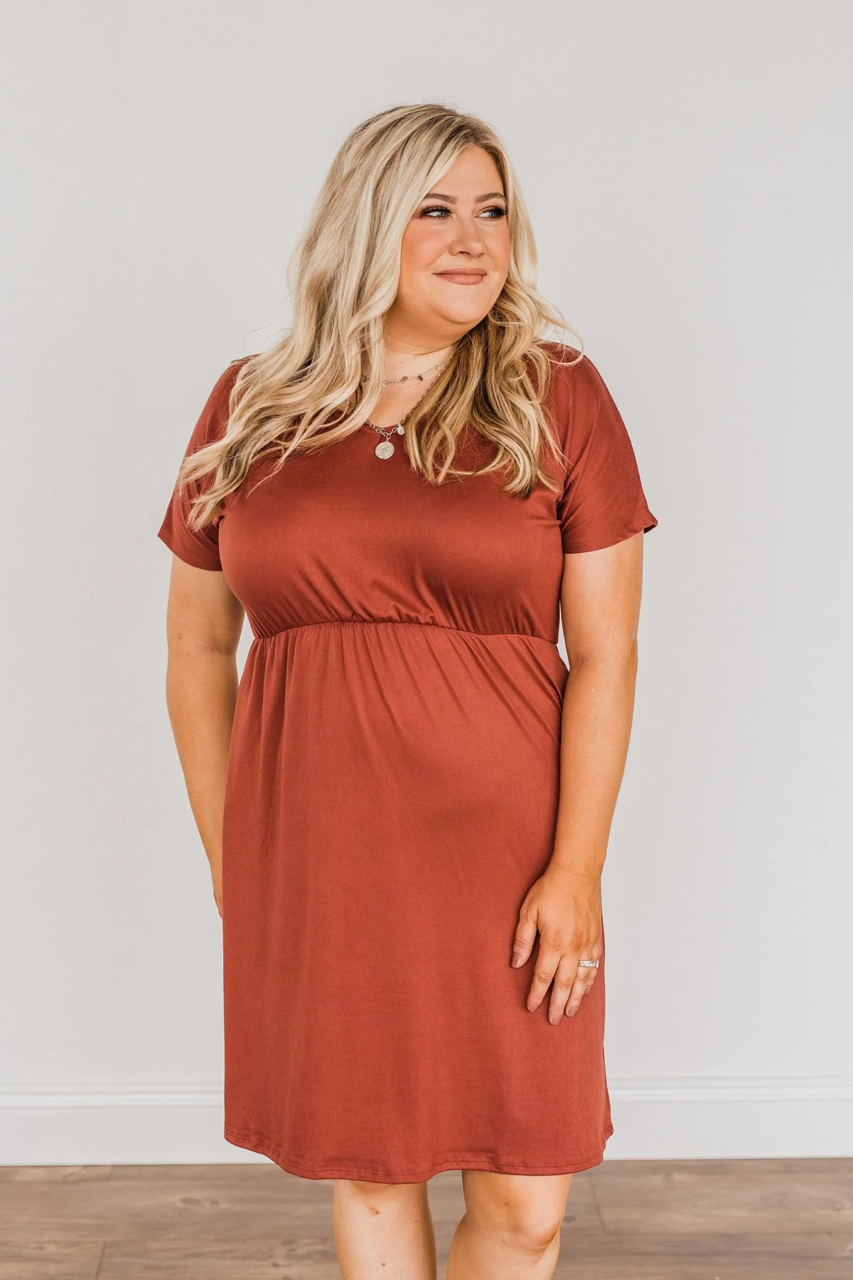 Made Of Magic V-Neck Dress- Deep Rust - Image 5