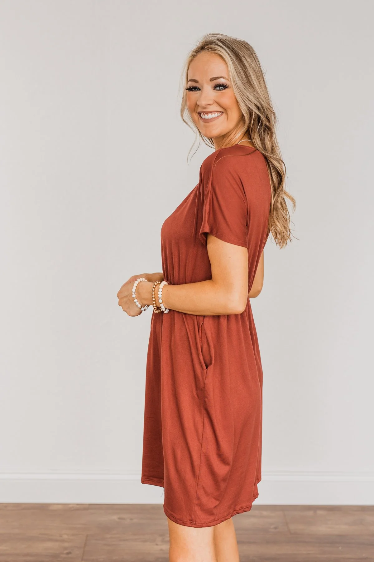 Made Of Magic V-Neck Dress- Deep Rust - Image 7