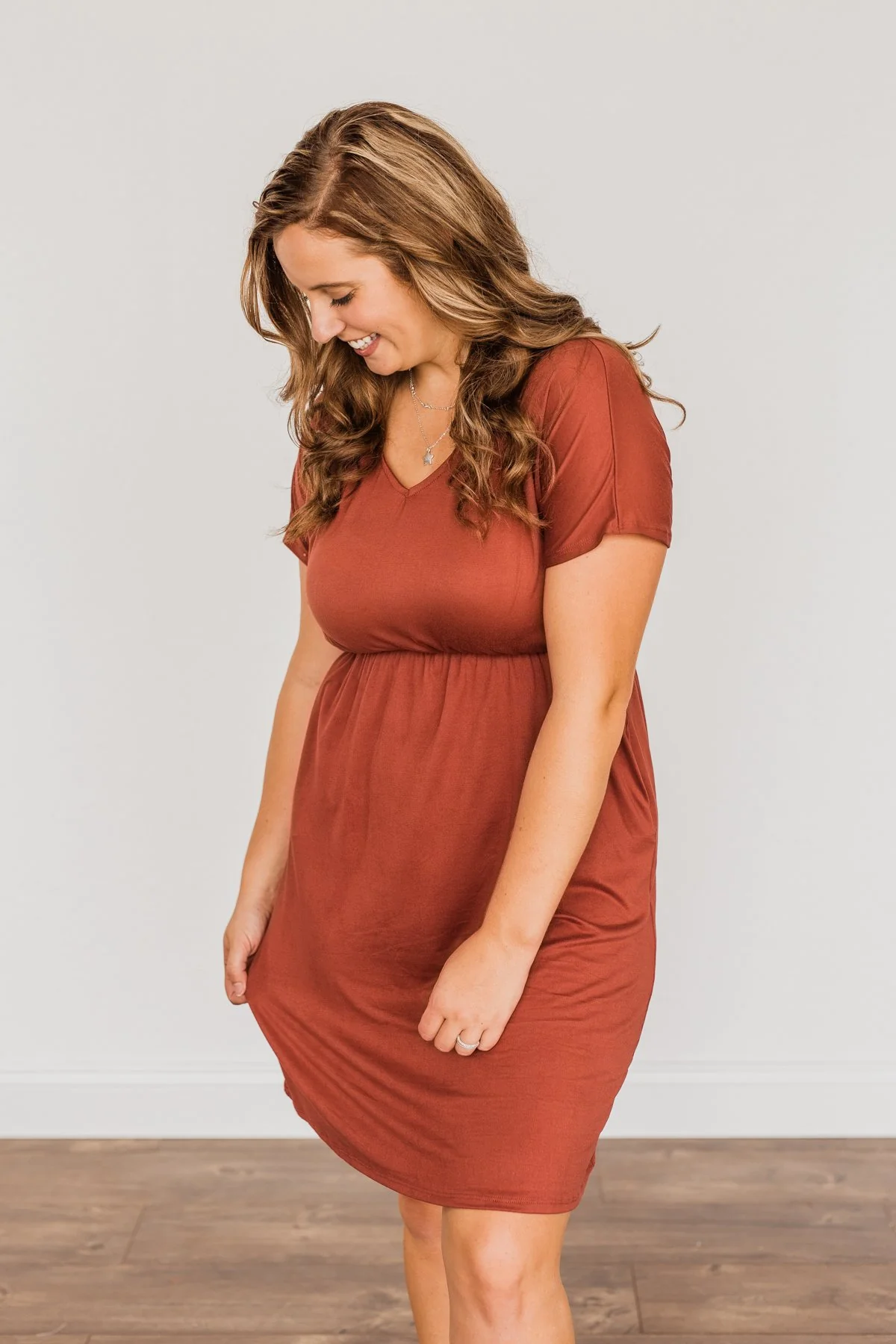 Made Of Magic V-Neck Dress- Deep Rust - Image 9