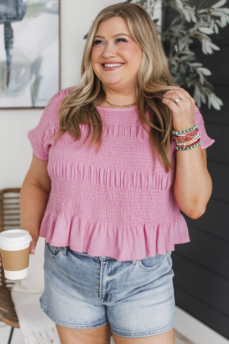 Made Of Memories Smocked Top- Pink - Image 2