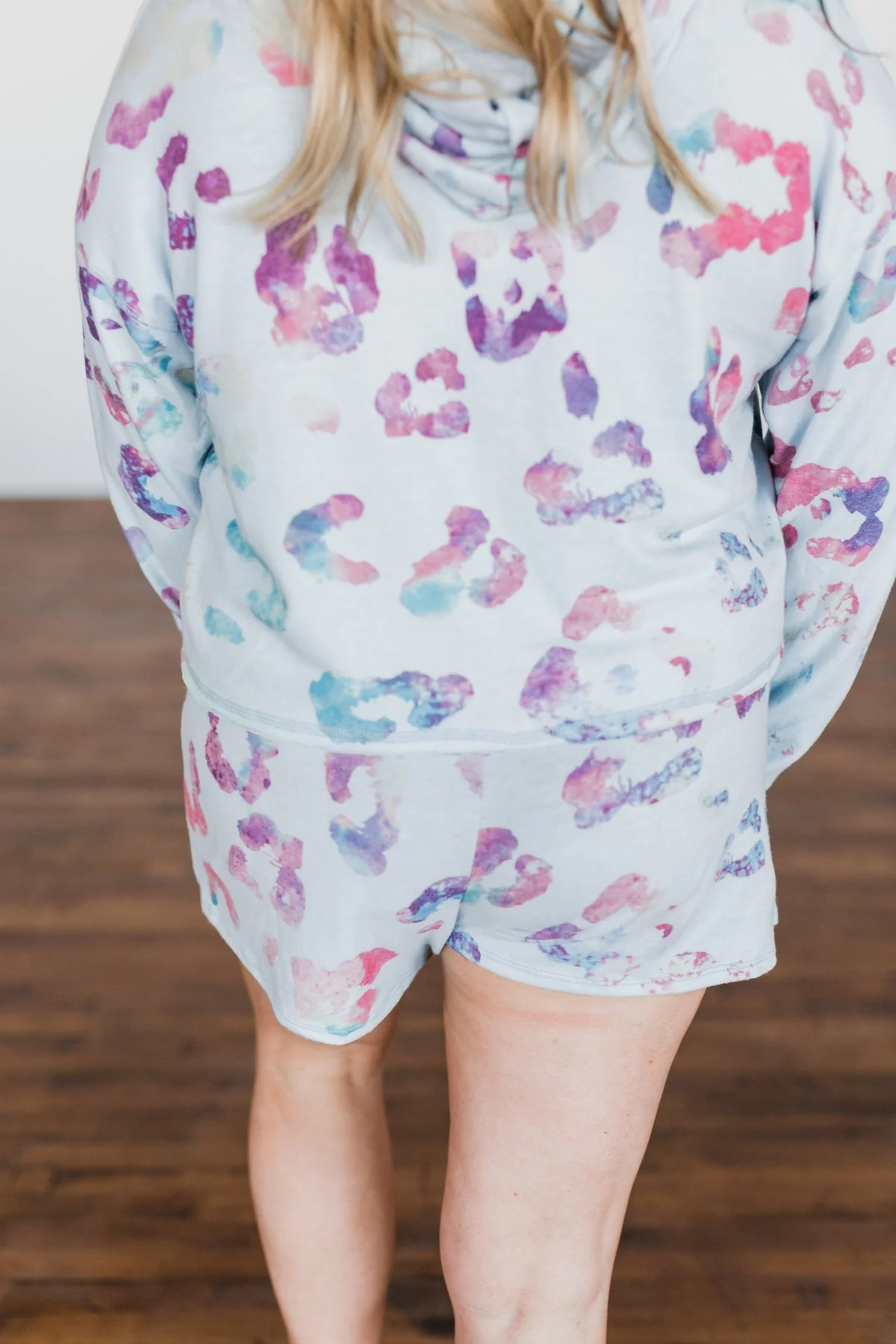 Made To Be Wild Leopard Lounge Shorts- Light Blue - Image 14