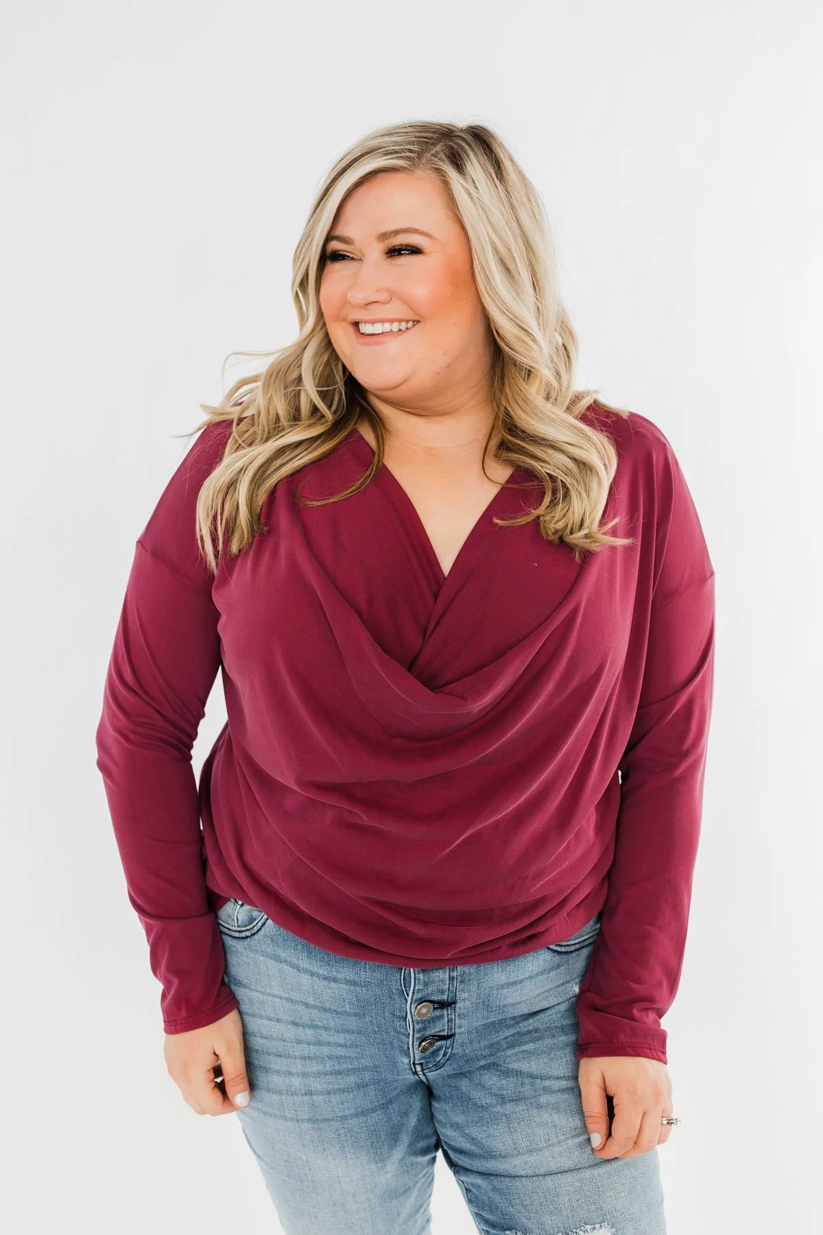 Made You Miss Me V-Neck Wrap Top- Wine - Image 8