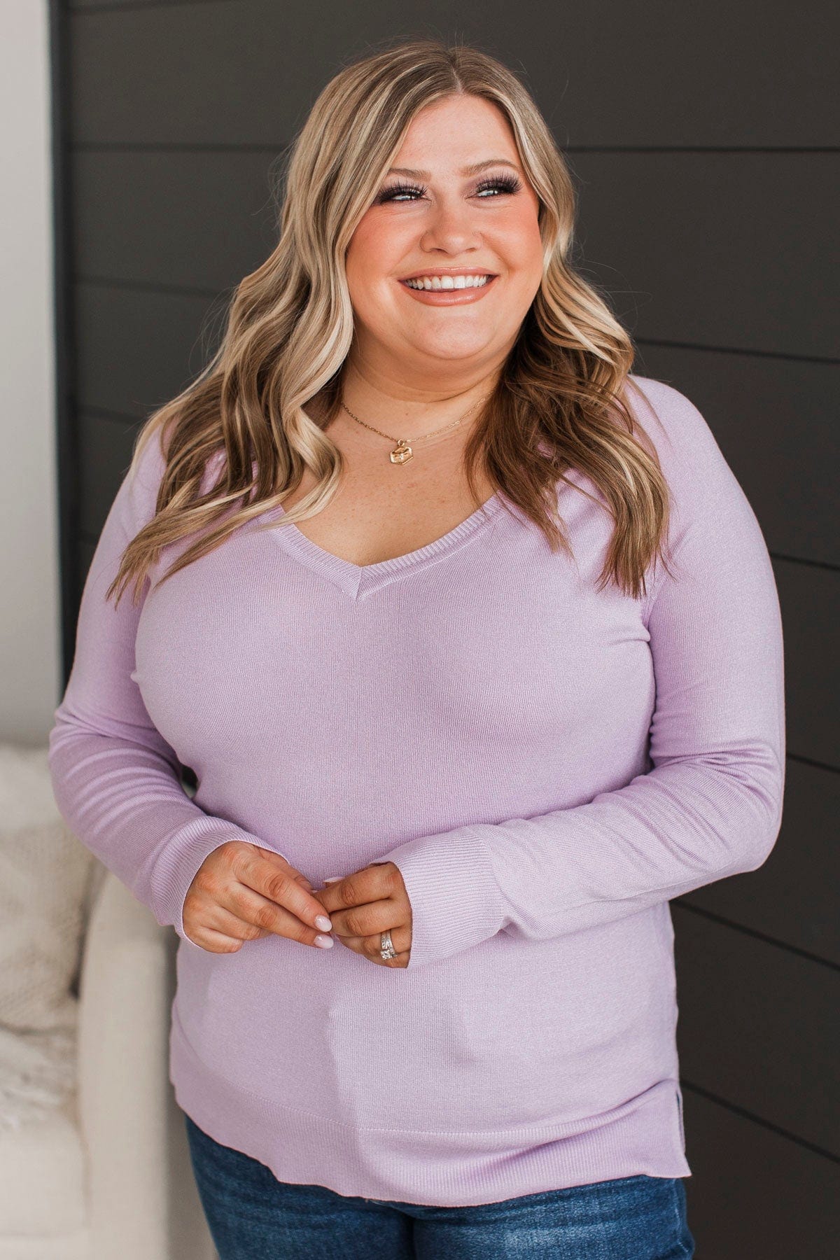 Madly In Love V-Neck Sweater- Lavender - Image 2
