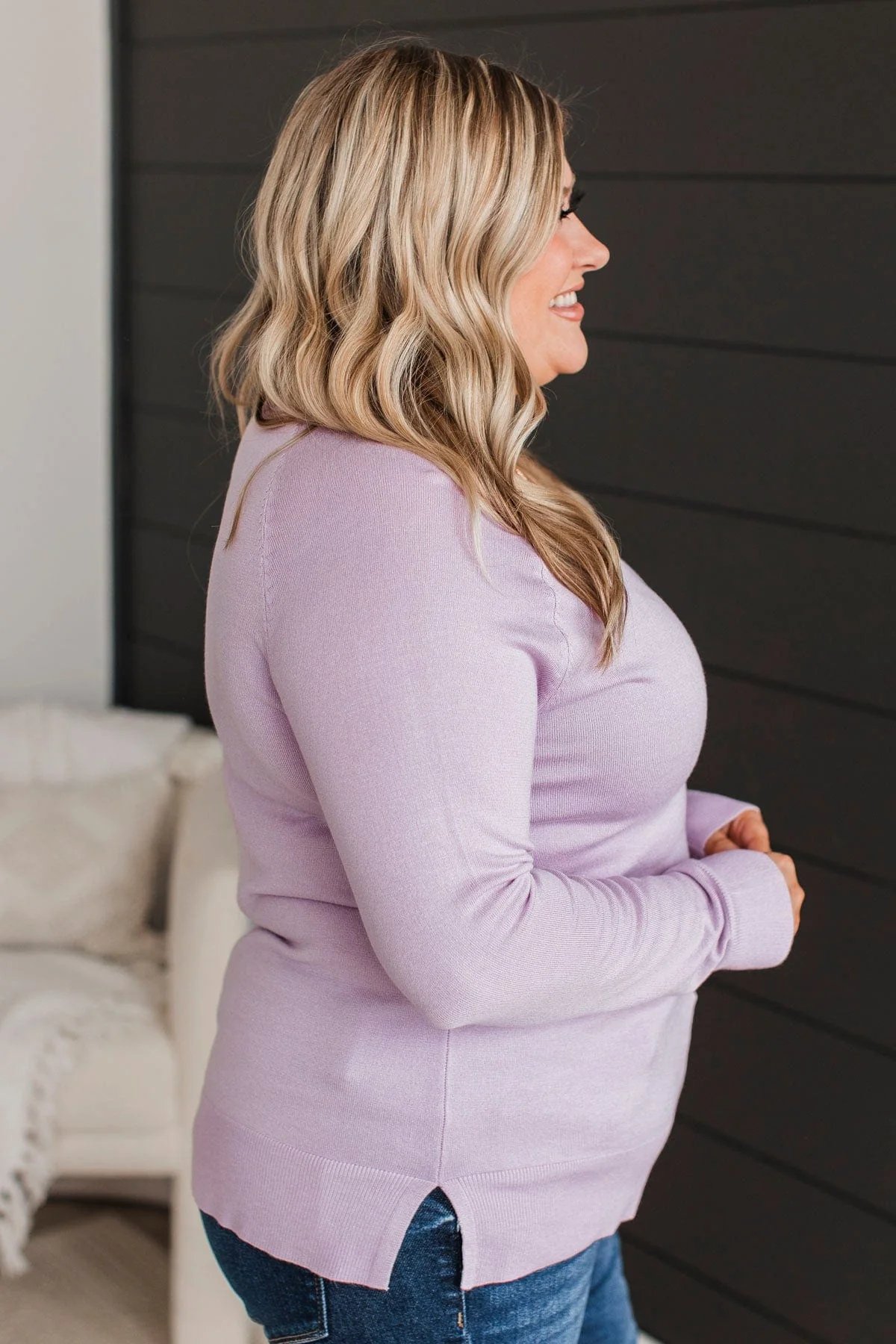 Madly In Love V-Neck Sweater- Lavender - Image 6