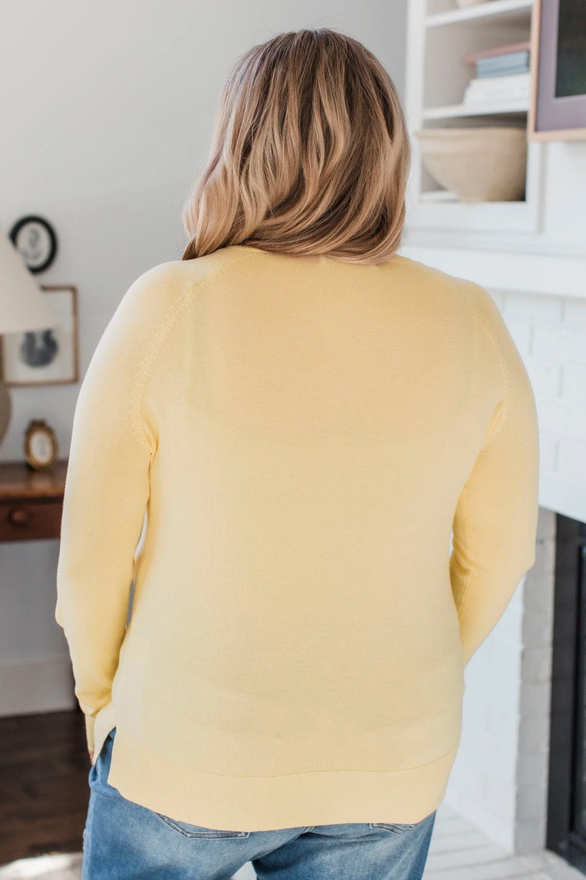 Madly In Love V-Neck Sweater- Light Yellow - Image 6