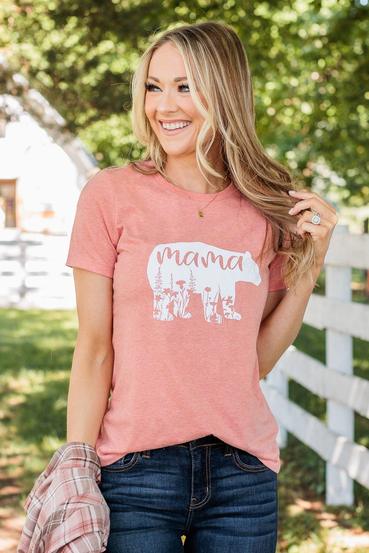 Magical "Mama" Bear Graphic Tee- Peach