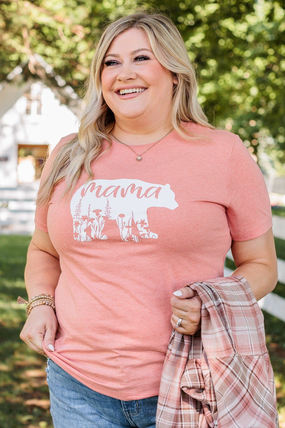Magical "Mama" Bear Graphic Tee- Peach - Image 4