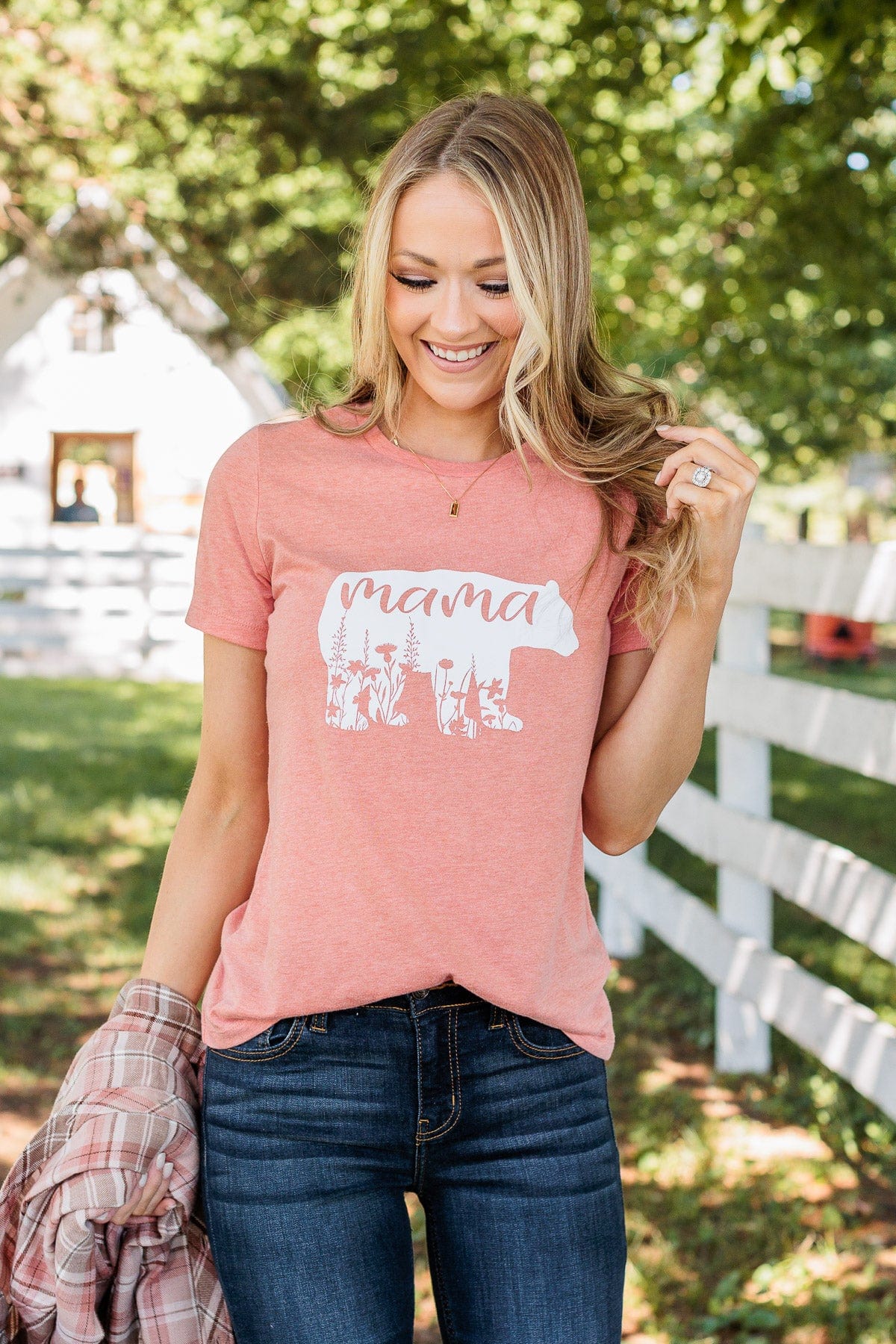 Magical "Mama" Bear Graphic Tee- Peach - Image 6