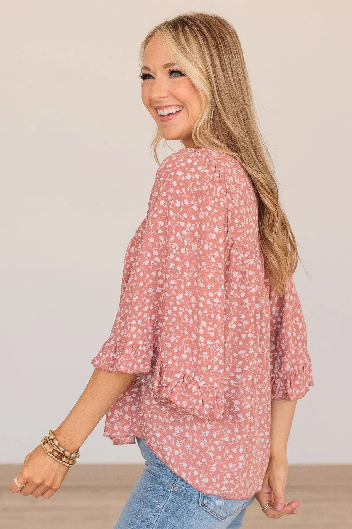 Magical Meadows Floral Blouse- Dusty Rose - Image 6